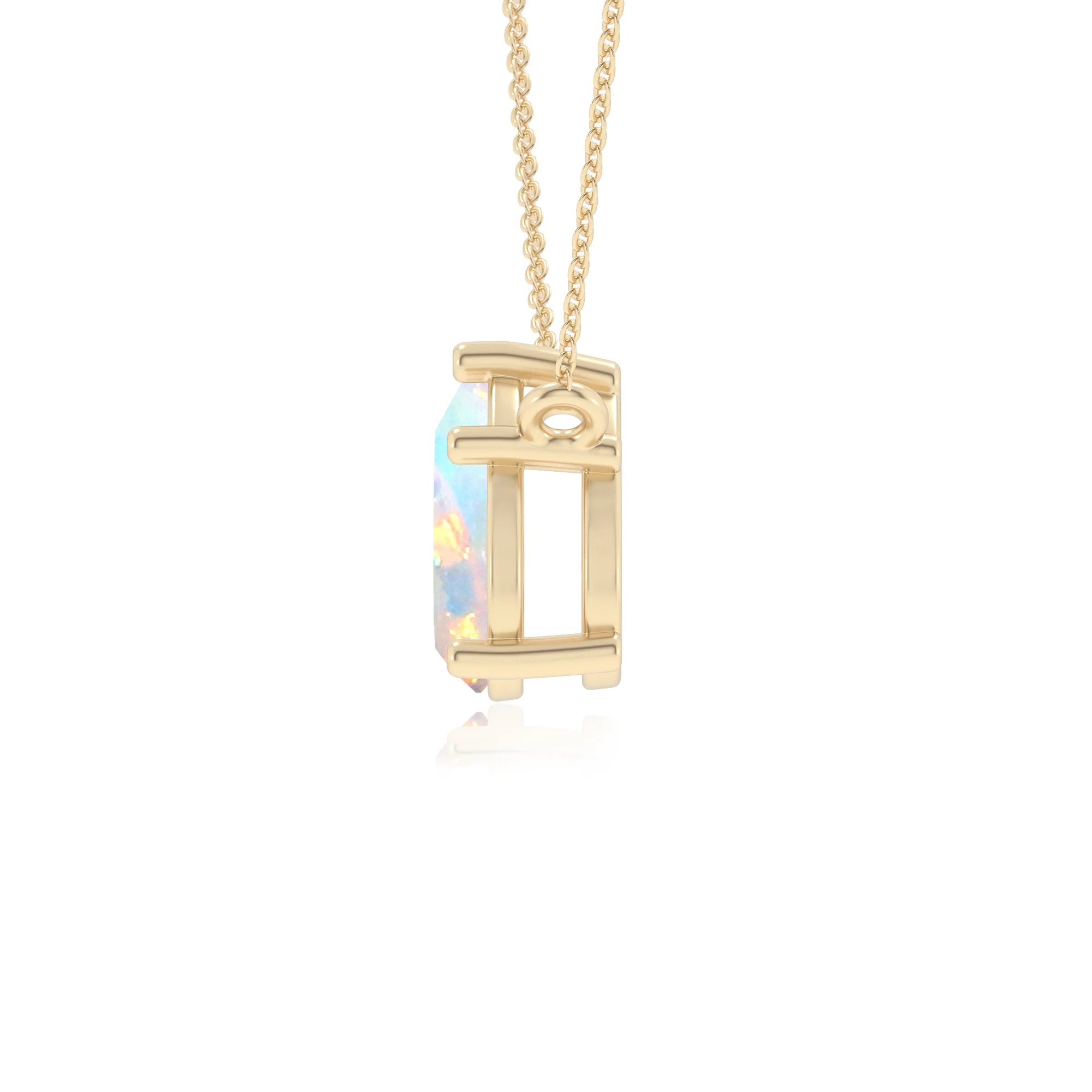 lab grown opal pear solitaire necklaces in yellow gold 