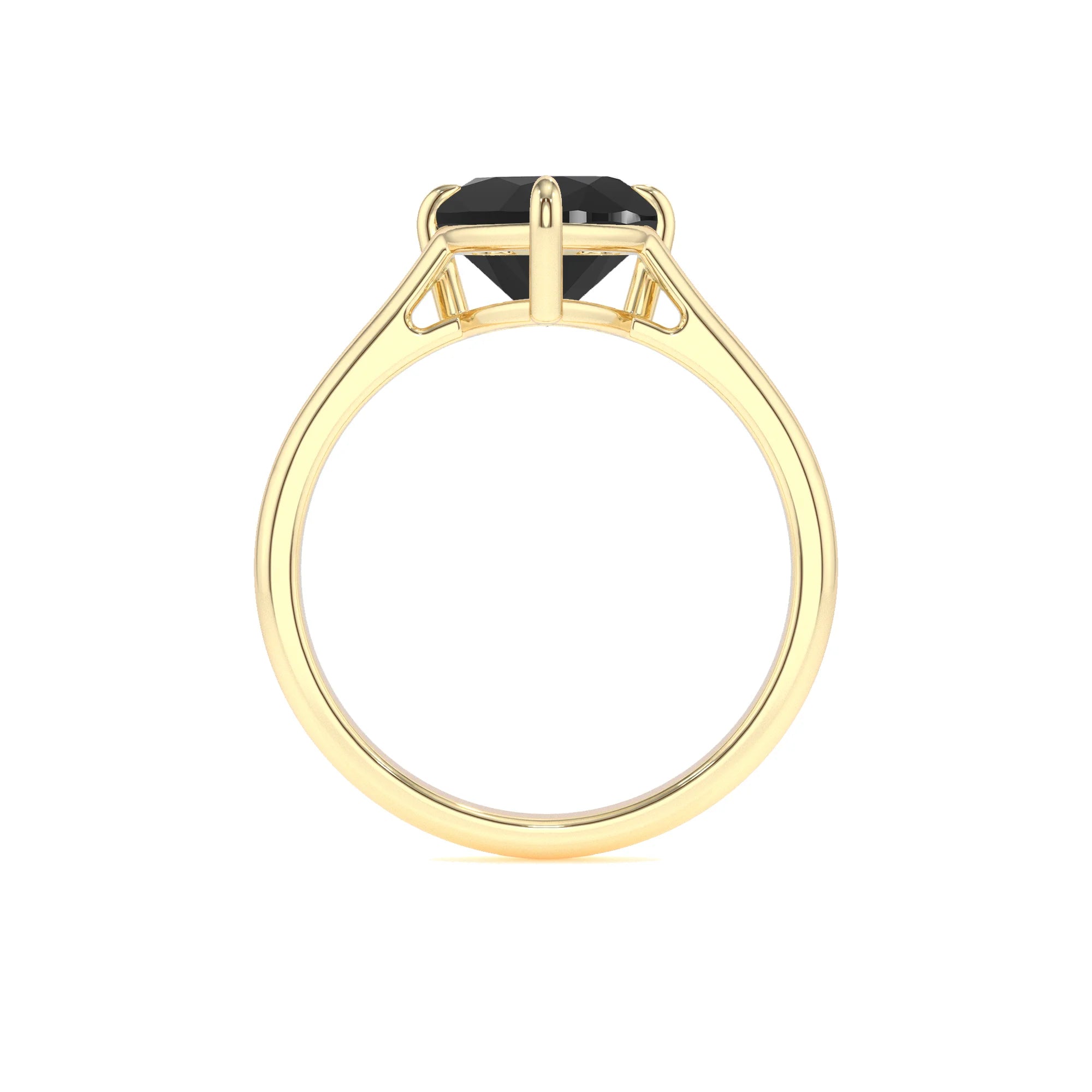natural black-onyx heart solitaire rings in yellow gold 