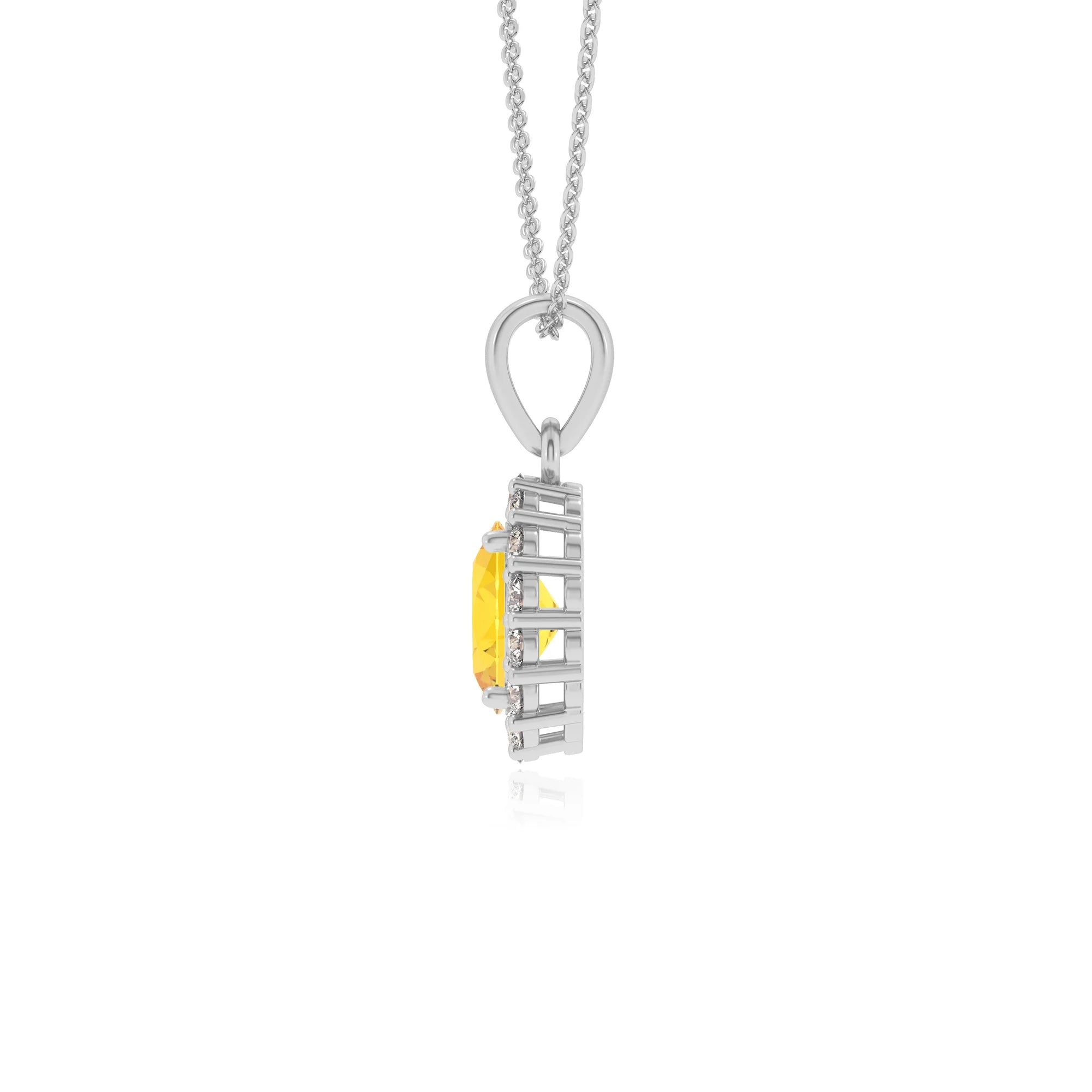lab grown yellow-sapphire oval solitaire necklaces in sterling silver 
