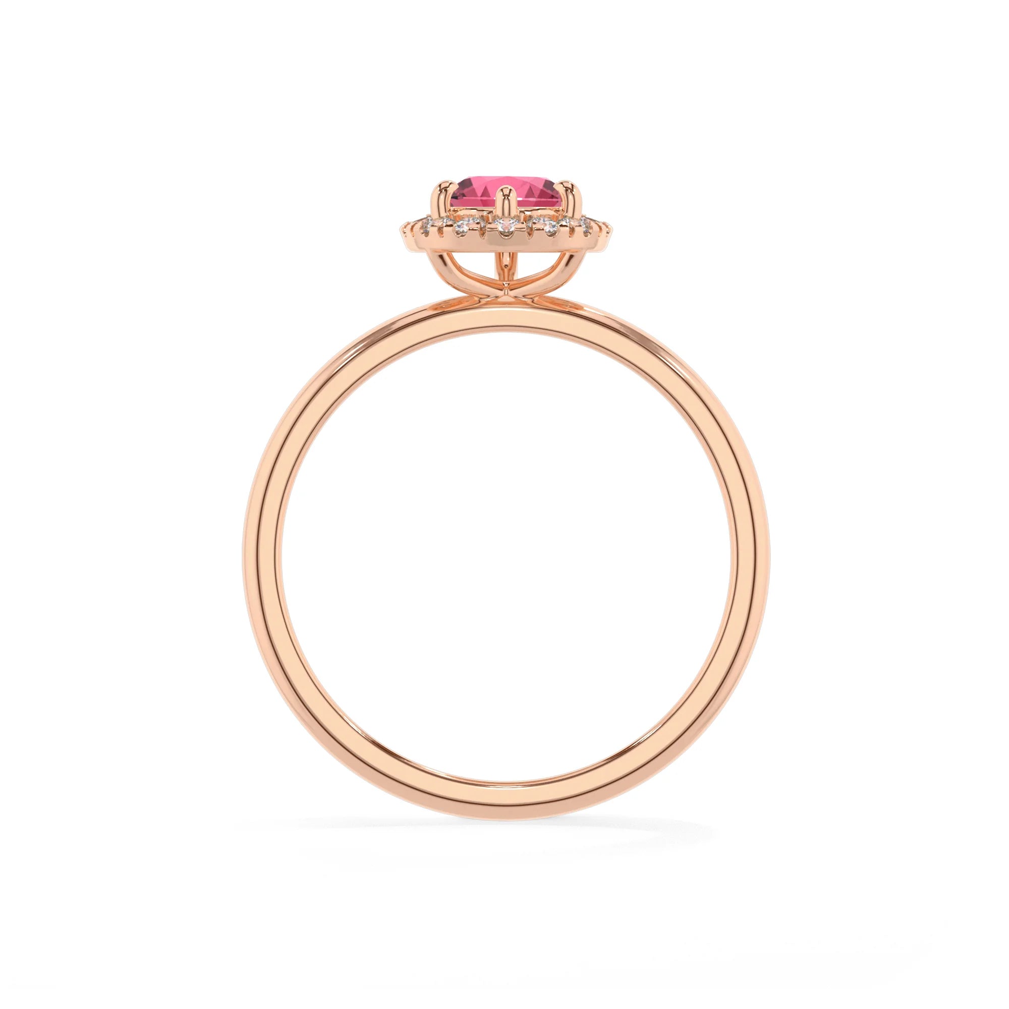 lab grown pink-tourmaline pear solitaire rings in rose gold 