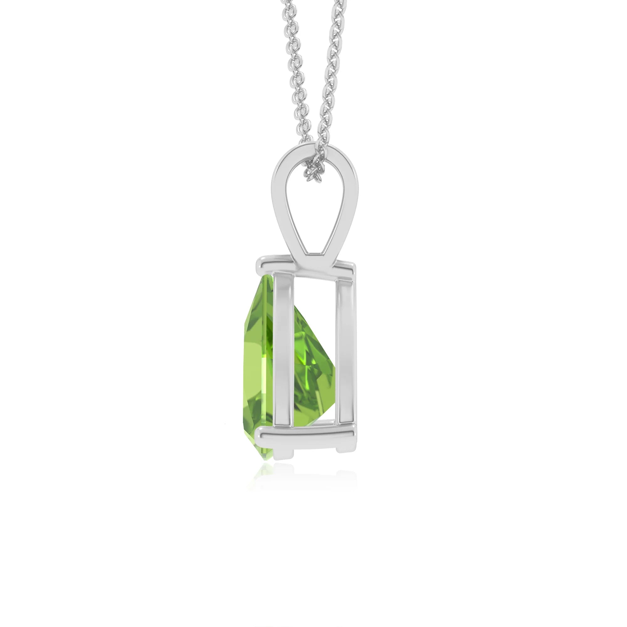 natural peridot trillion solitaire v-bale necklaces in sterling silver 