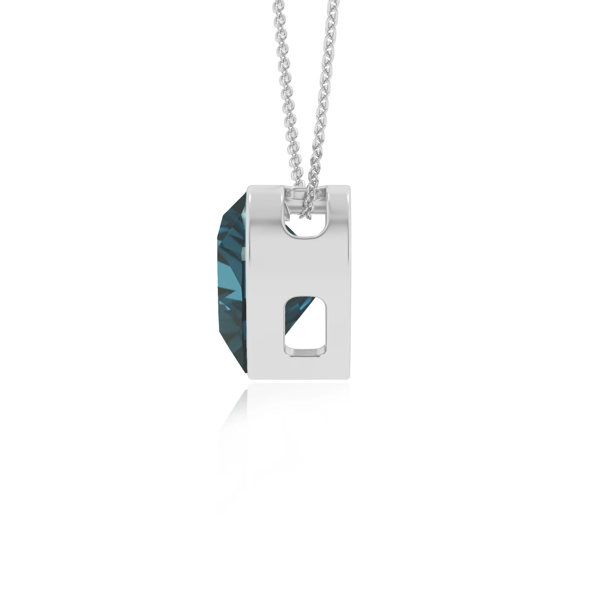natural london-blue-topaz heart solitaire necklaces in sterling silver 