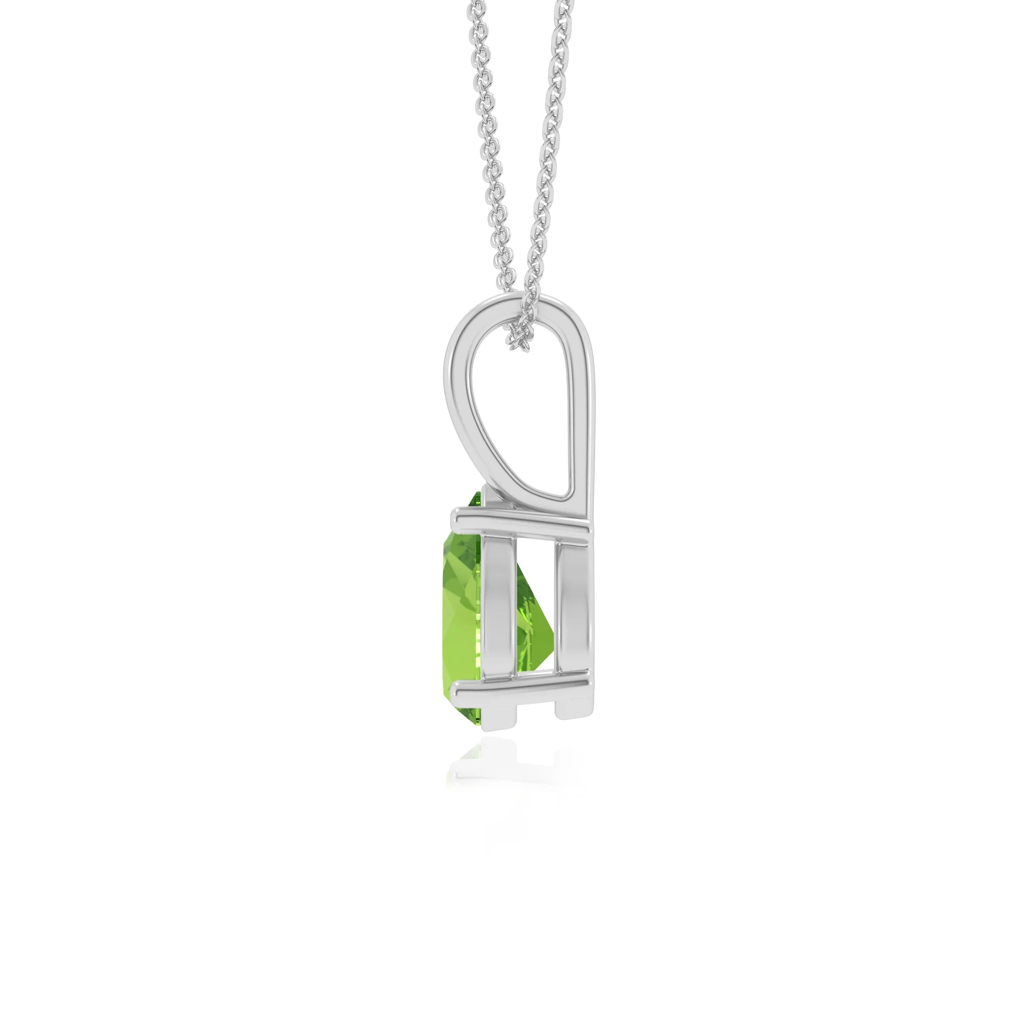 natural peridot pear solitaire necklaces in sterling silver 