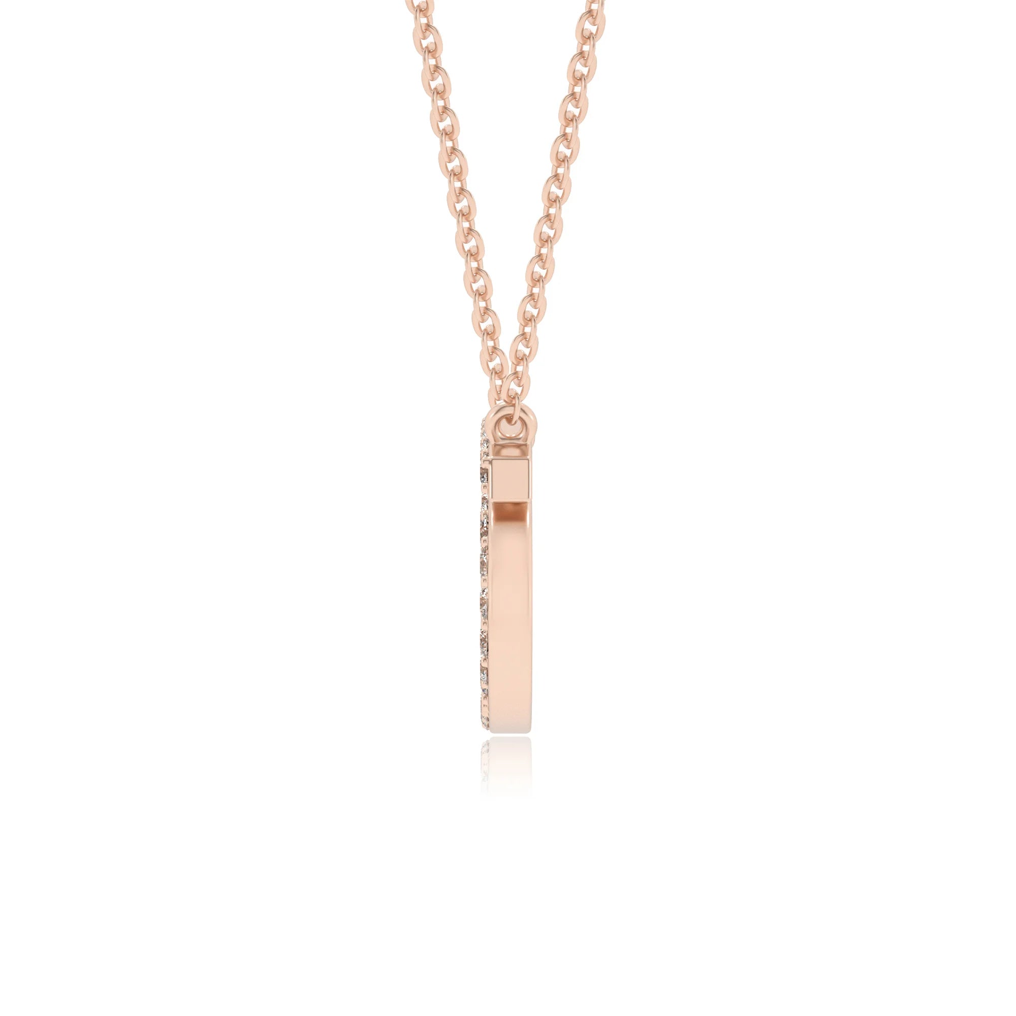 lab grown moissanite round necklaces in rose gold 