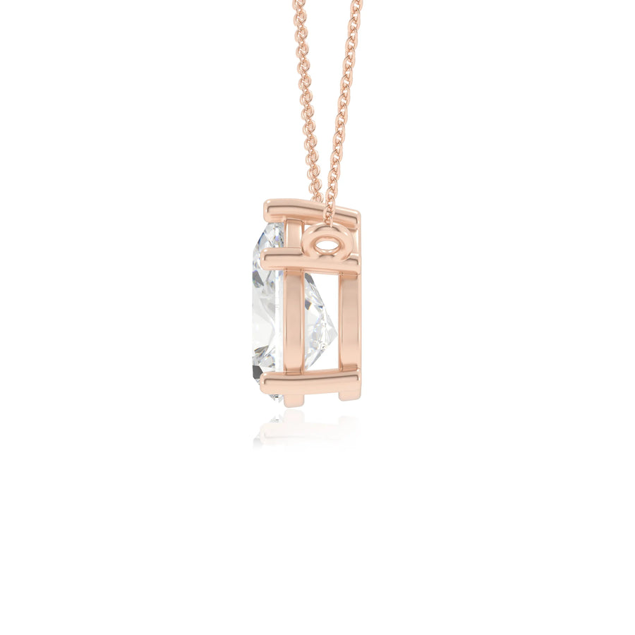 lab grown moissanite pear solitaire necklaces in rose gold 