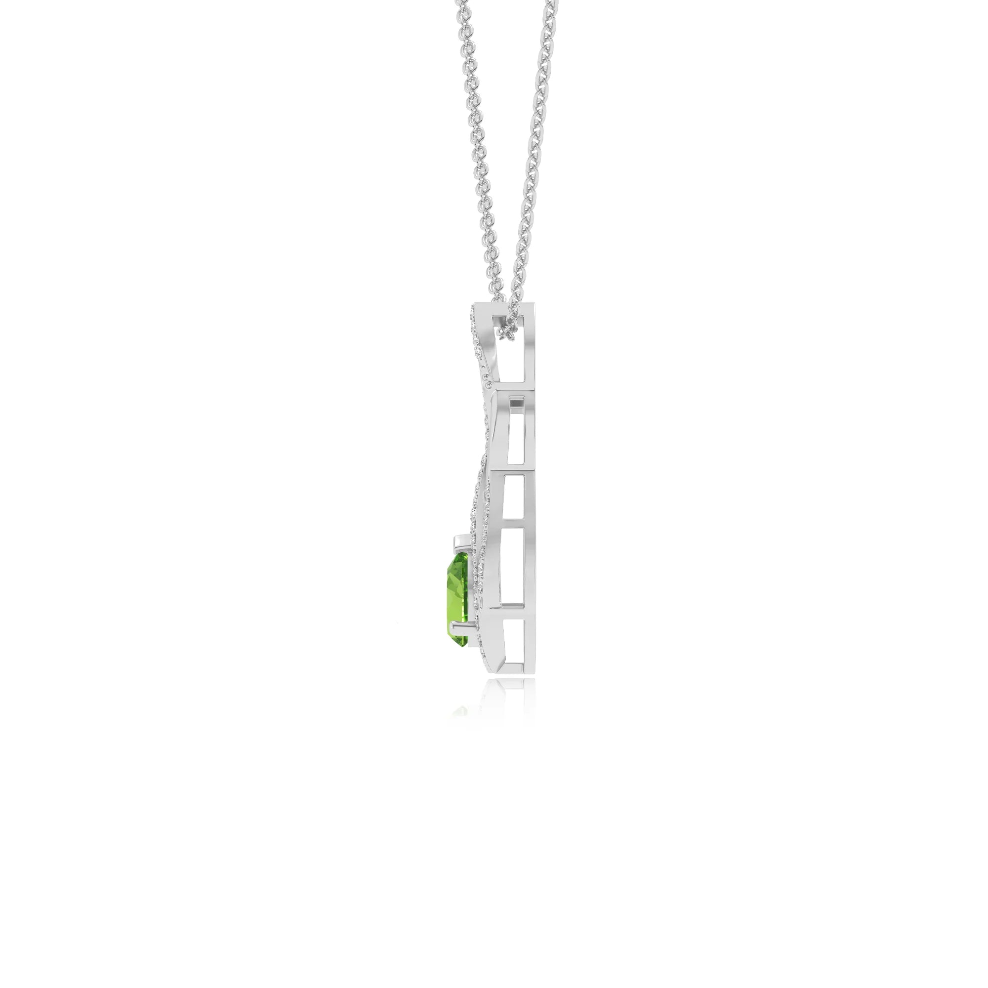 natural peridot pear solitaire necklaces in white gold 