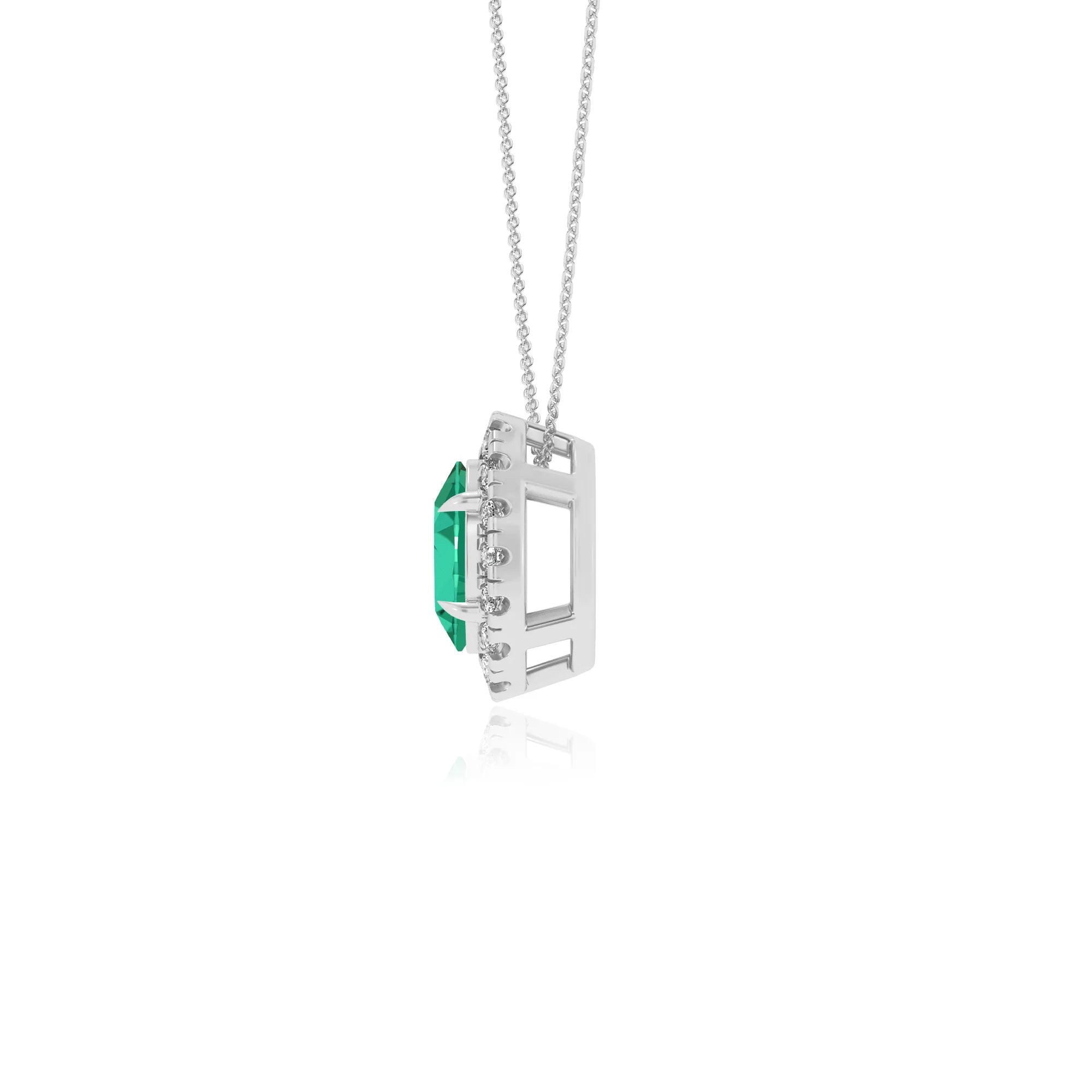 lab grown emerald oval solitaire necklaces in platinum 