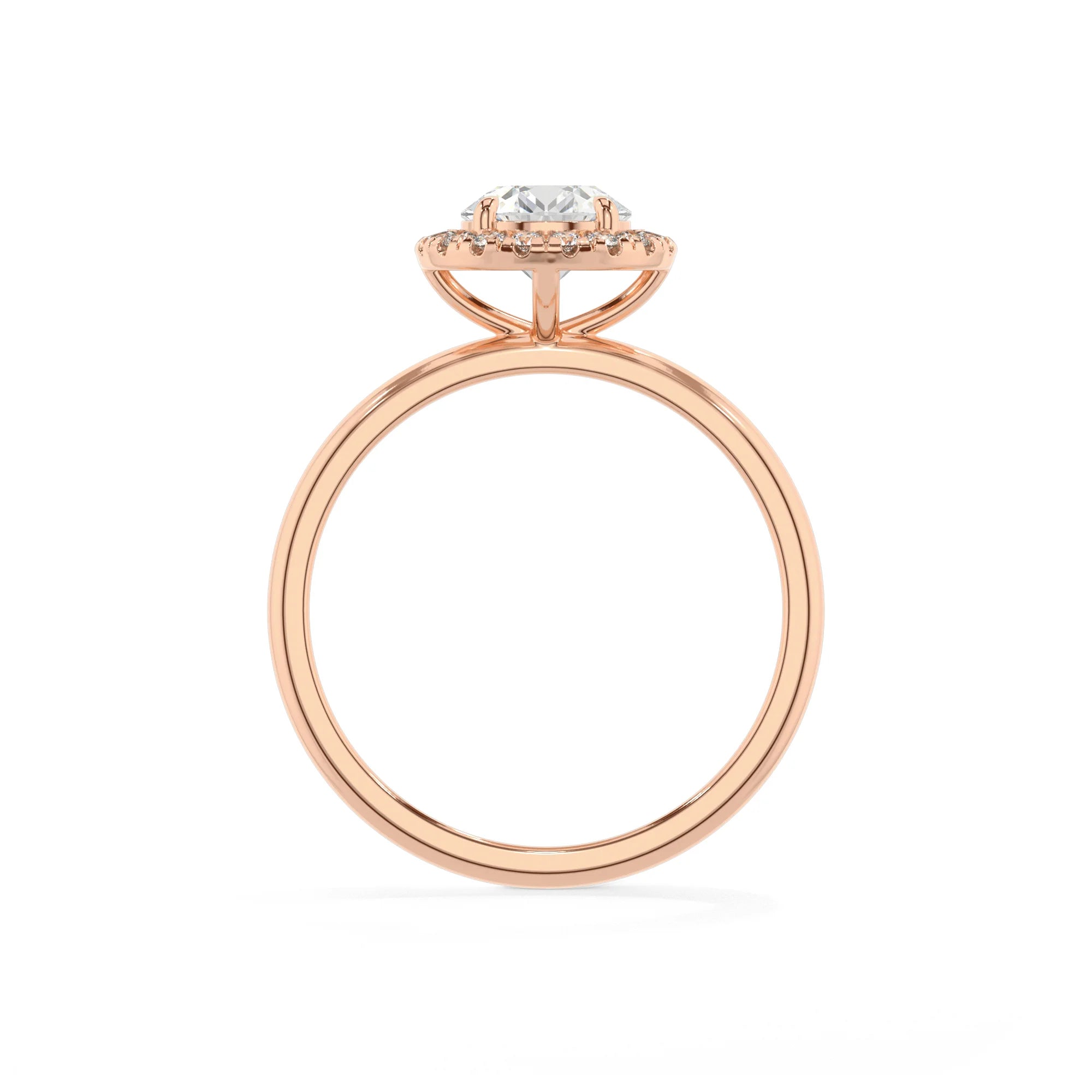 lab grown moissanite round solitaire rings in rose gold 