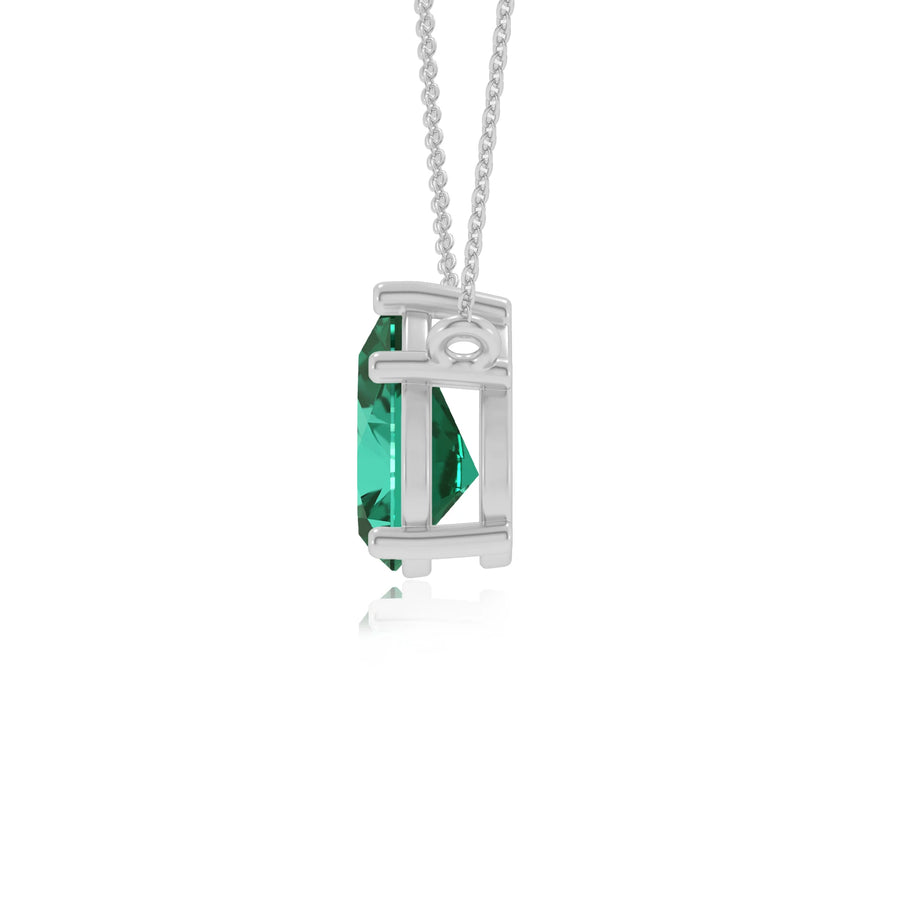 lab grown emerald pear solitaire necklaces in white gold 