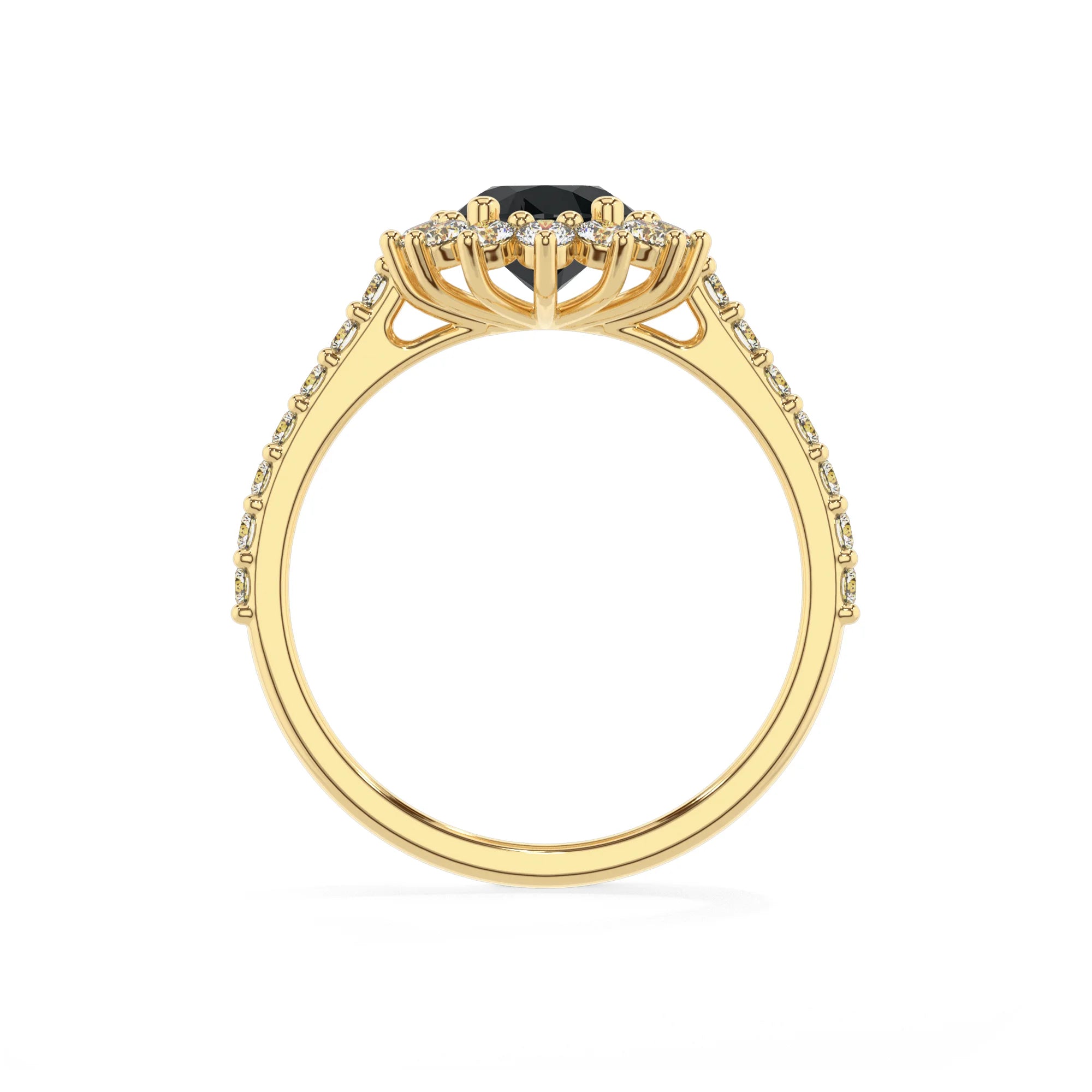 natural black-onyx oval solitaire rings in yellow gold 