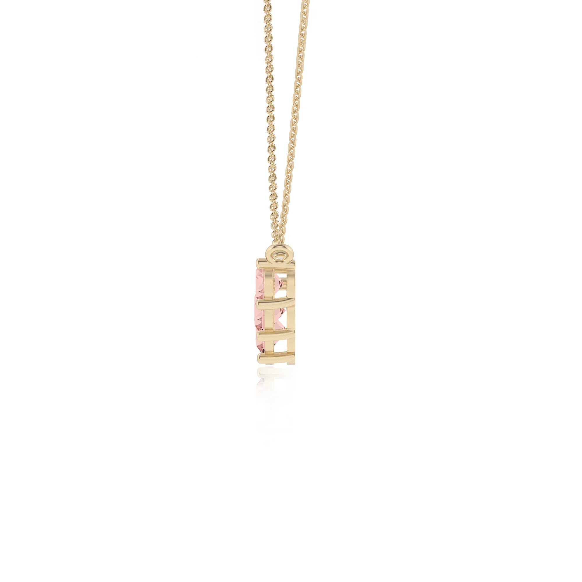 lab grown morganite round bar necklaces in yellow gold 