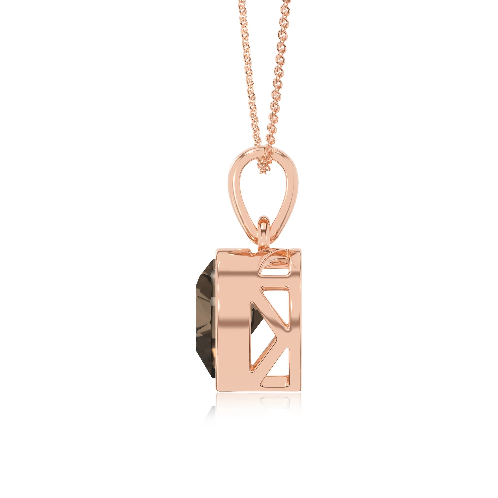 natural smoky-quartz heart solitaire necklaces in rose gold 