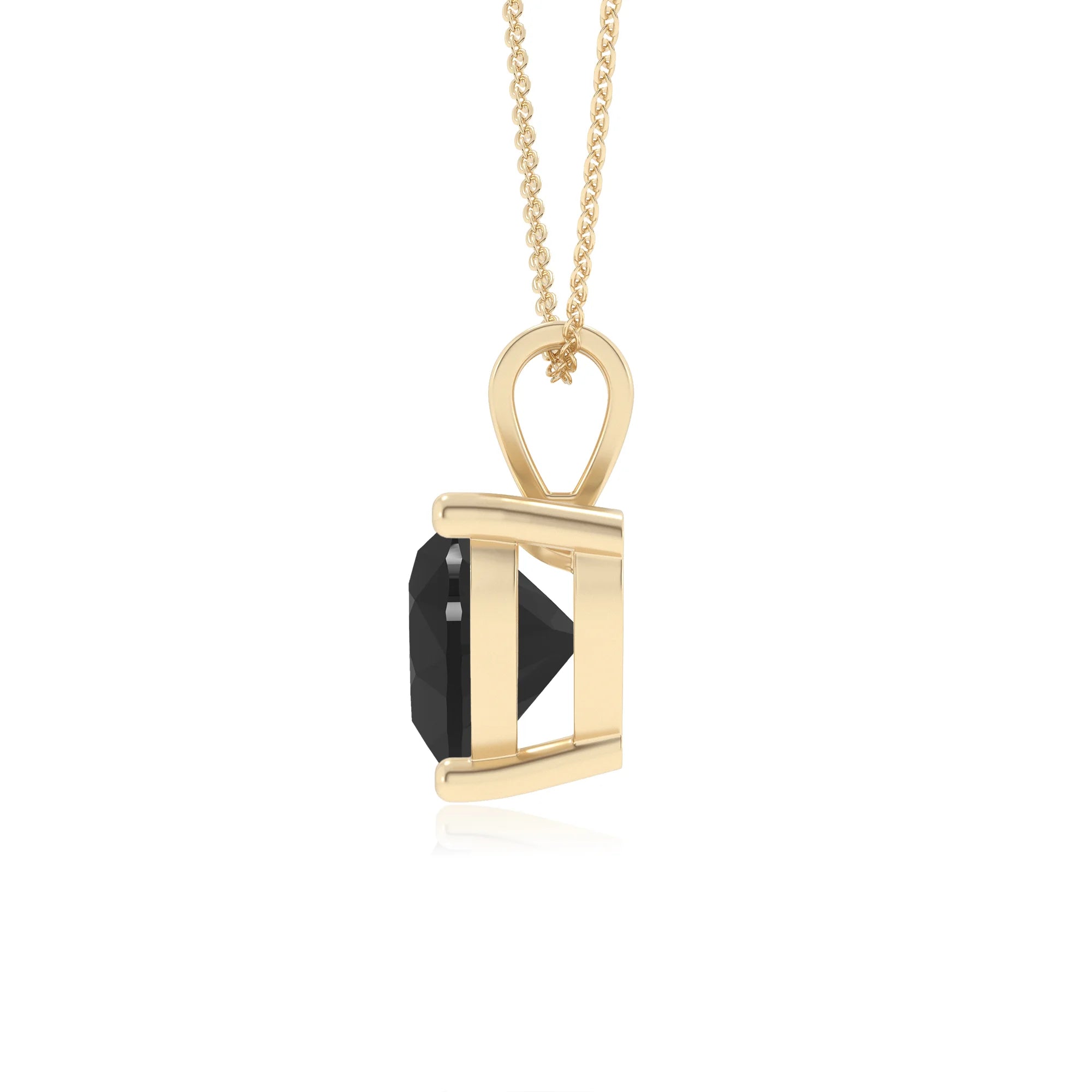 natural black-onyx heart solitaire v-bale necklaces in yellow gold 