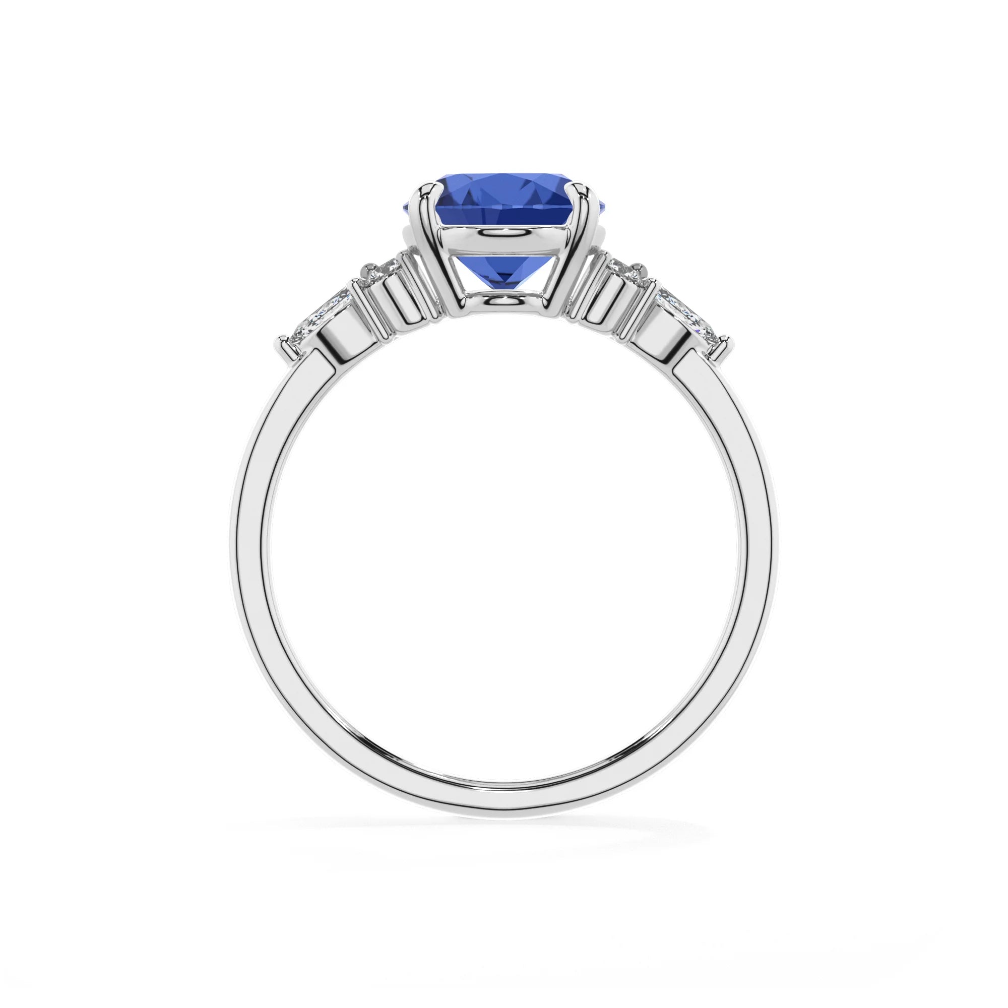 lab grown blue-sapphire oval solitaire rings in sterling silver 