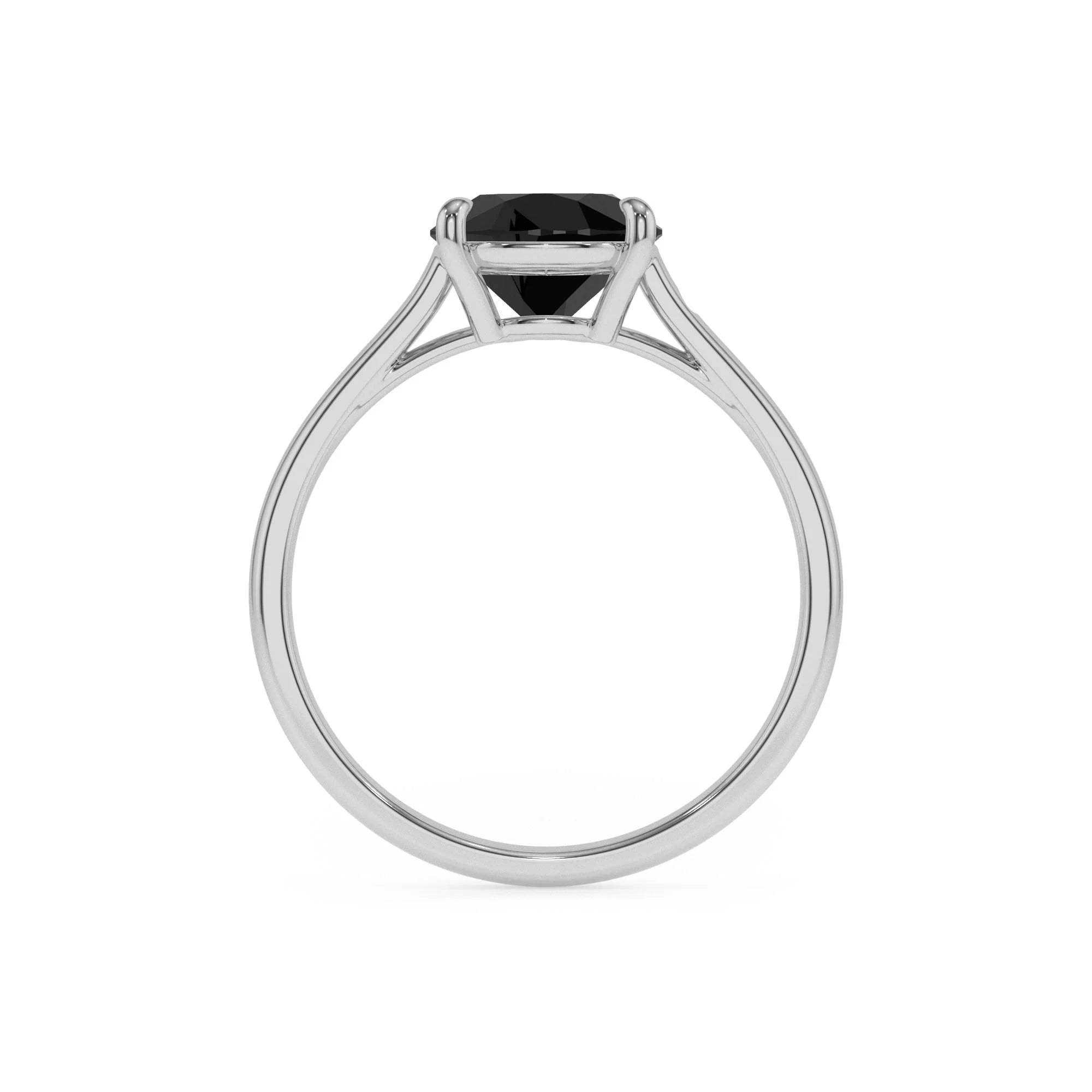 natural black-onyx cushion solitaire rings in sterling silver 