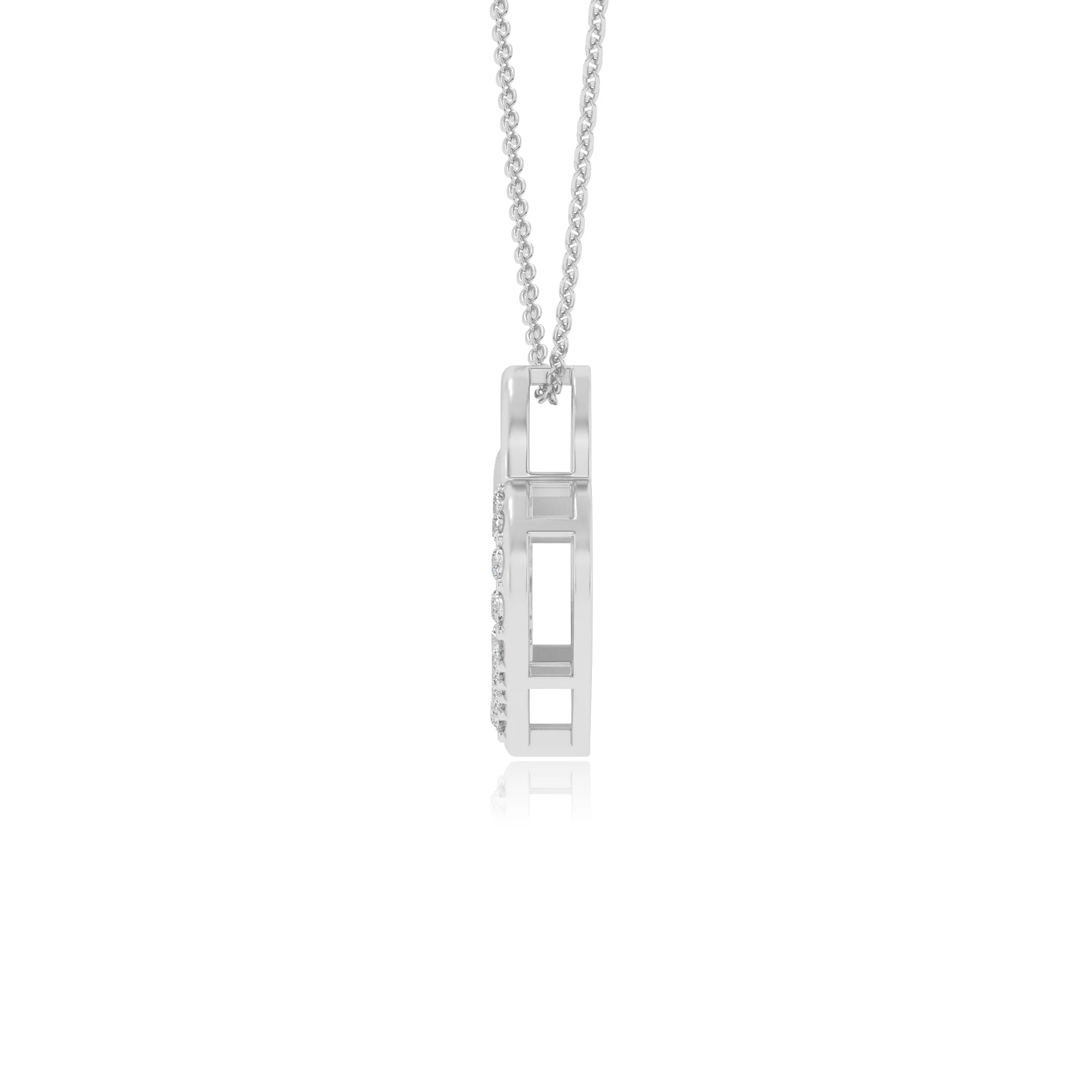 lab grown moissanite round necklaces in white gold 