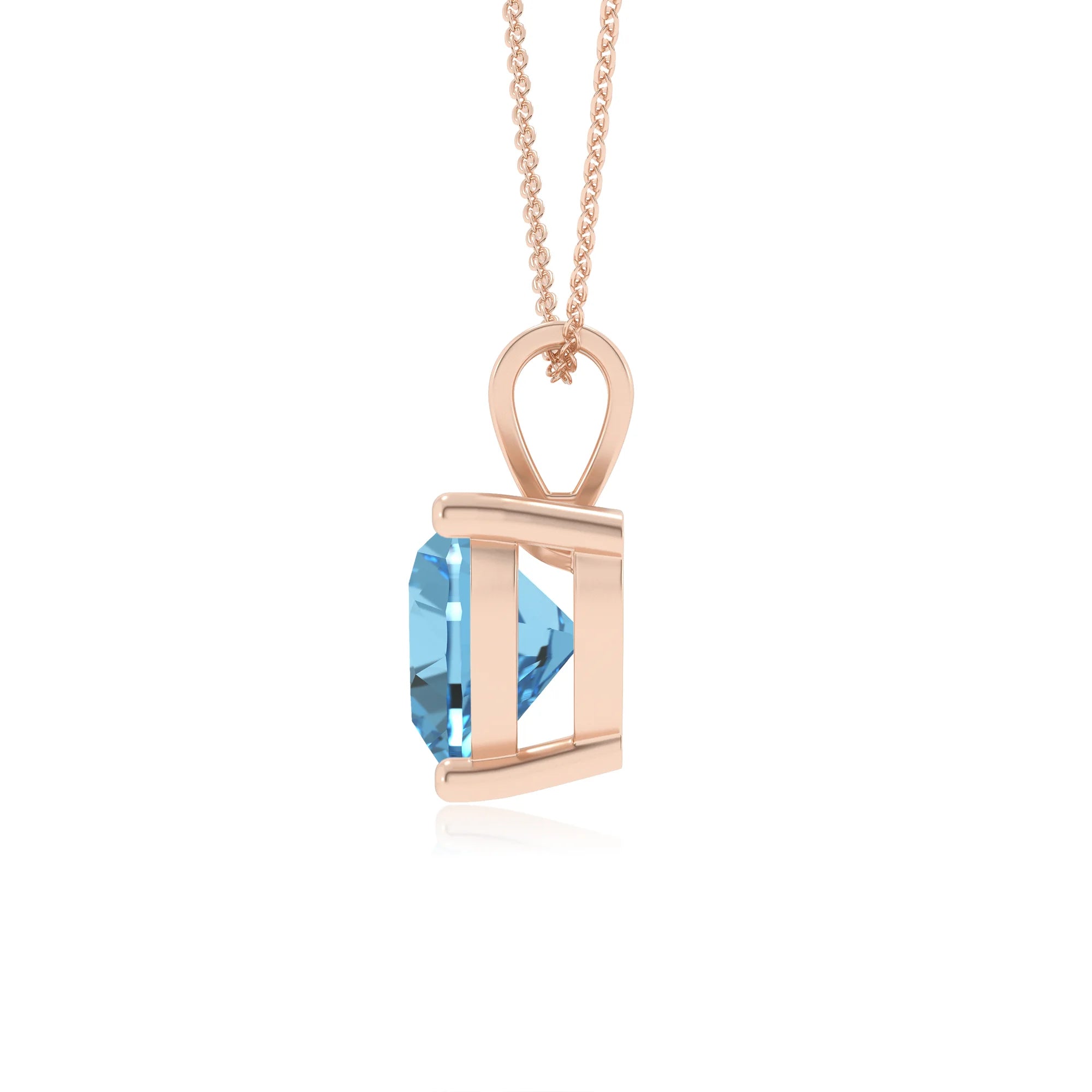 natural swiss-blue-topaz heart solitaire v-bale necklaces in rose gold 