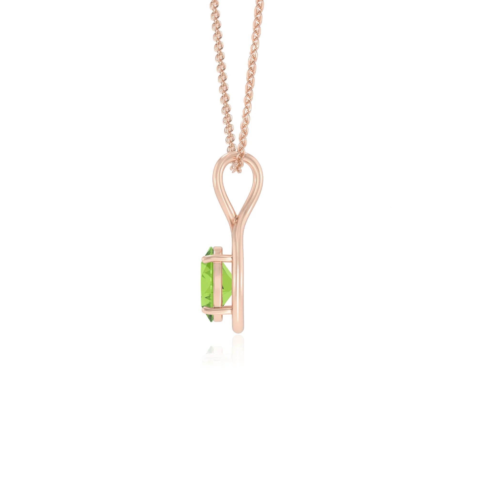 natural peridot oval solitaire necklaces in rose gold 