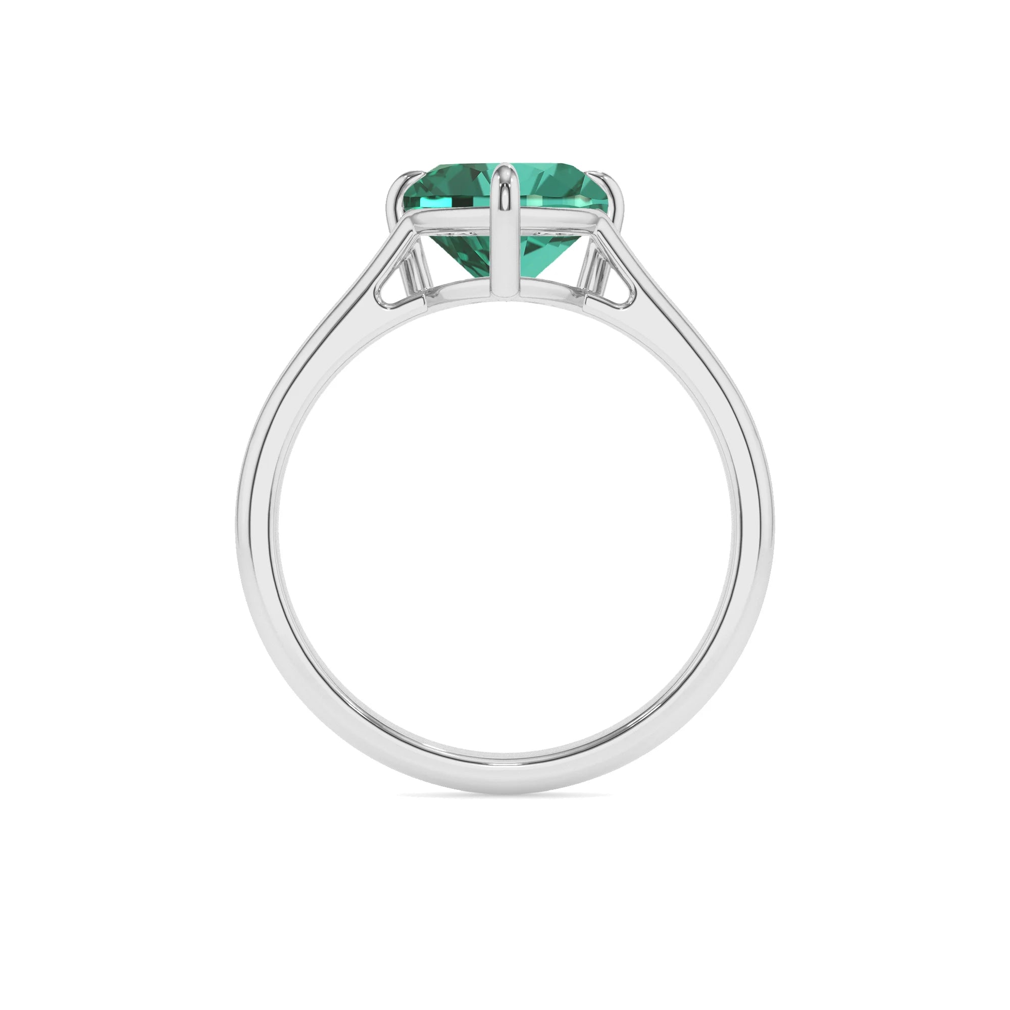 lab grown emerald heart solitaire rings in white gold 