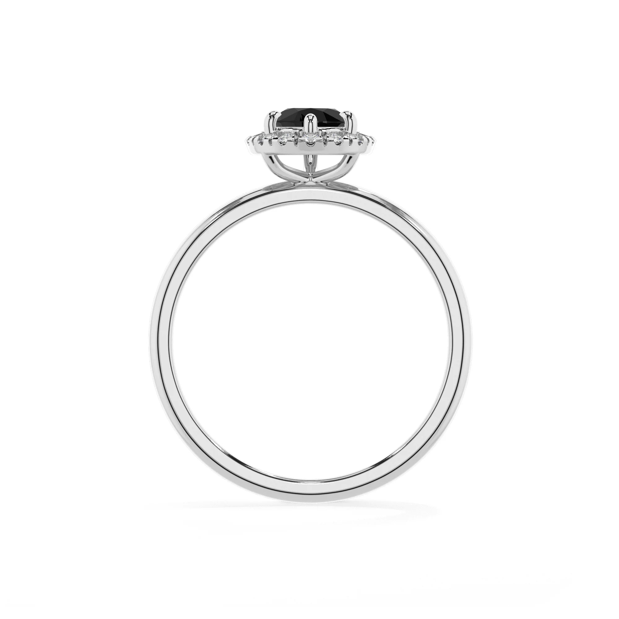 natural black-onyx pear solitaire rings in sterling silver 