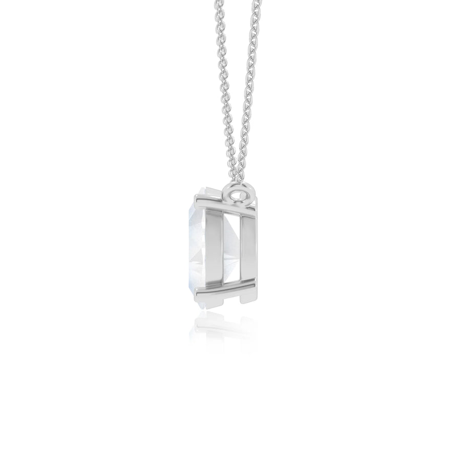 natural rainbow-moonstone oval solitaire necklaces in platinum 