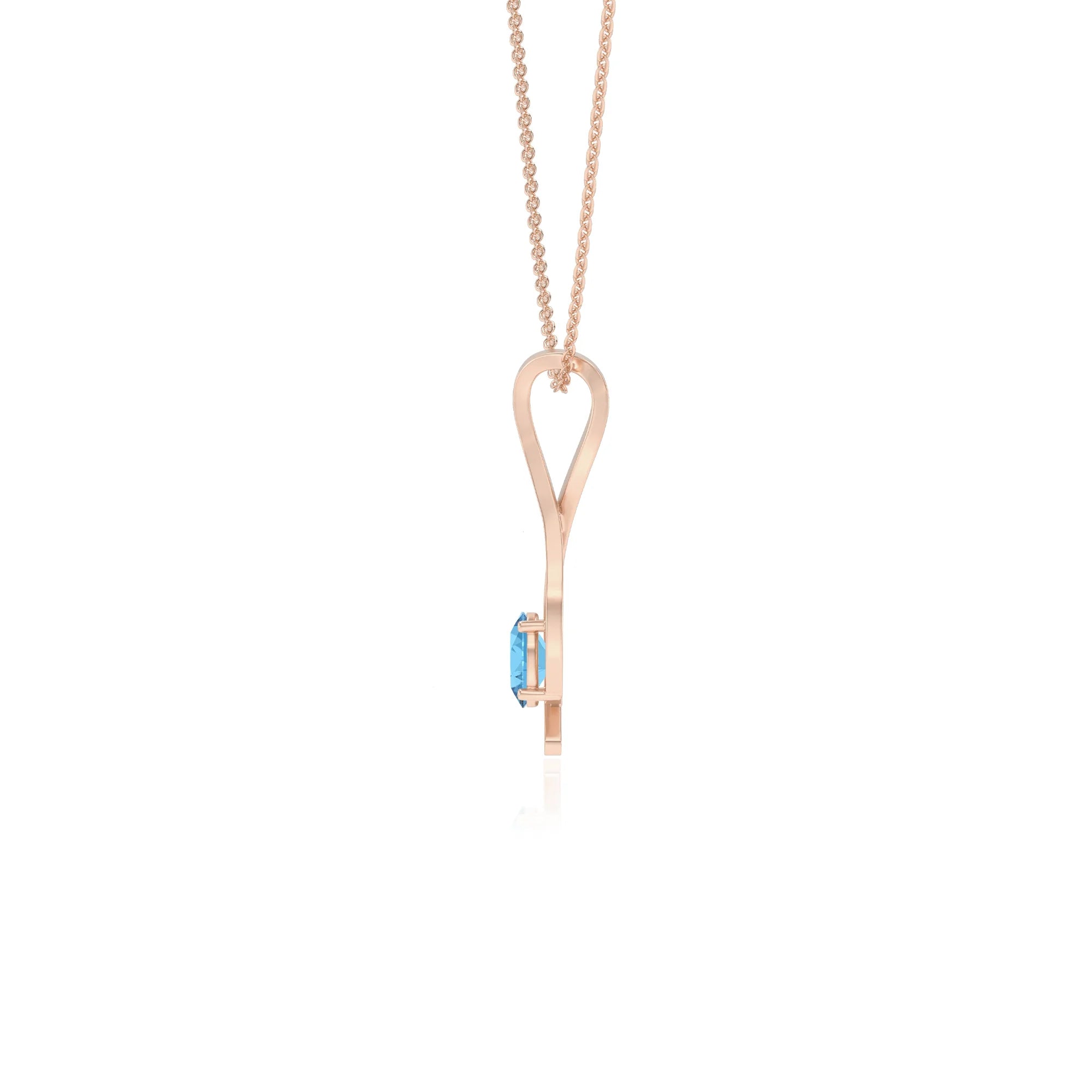 natural swiss-blue-topaz oval solitaire necklaces in rose gold 