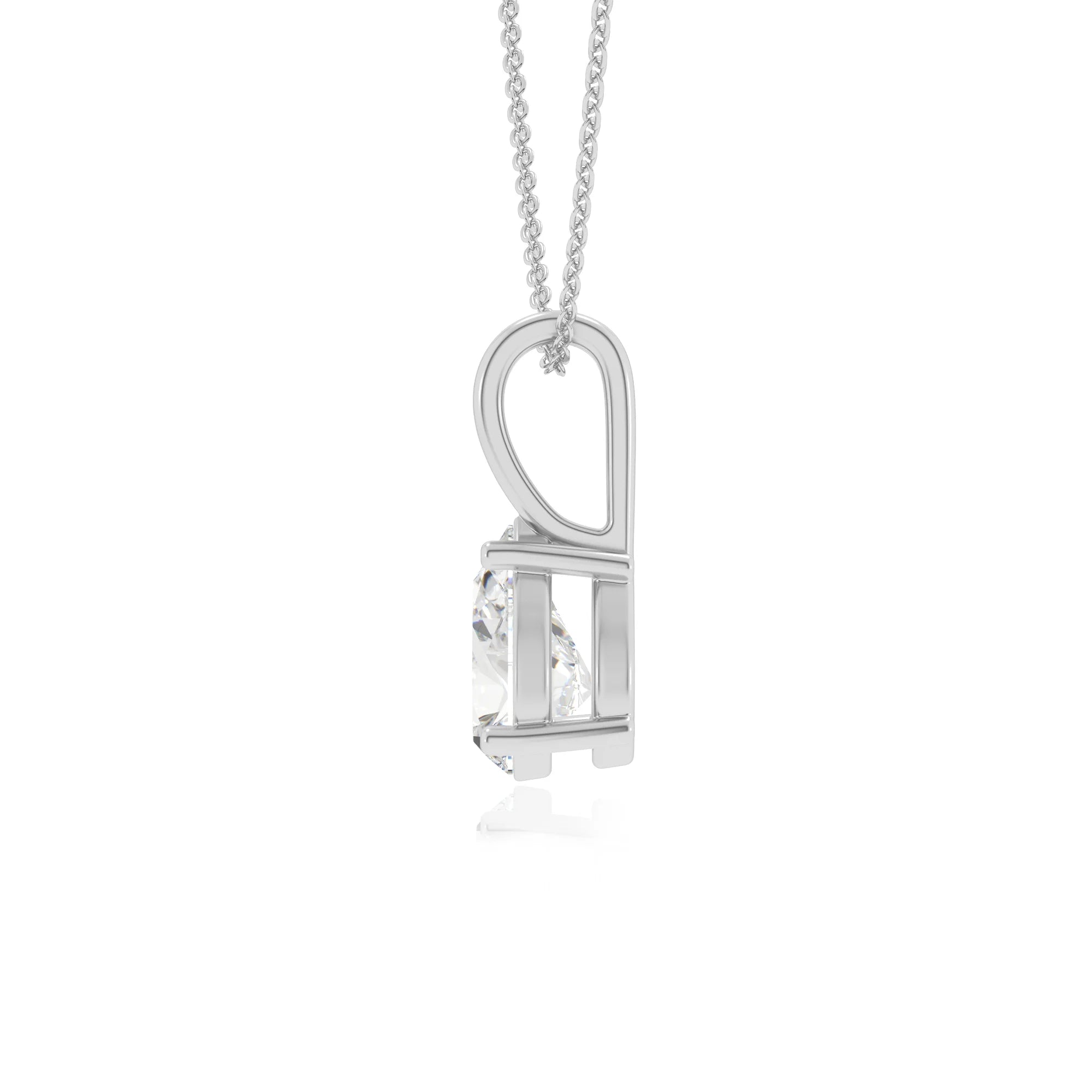 lab grown moissanite pear solitaire necklaces in white gold 