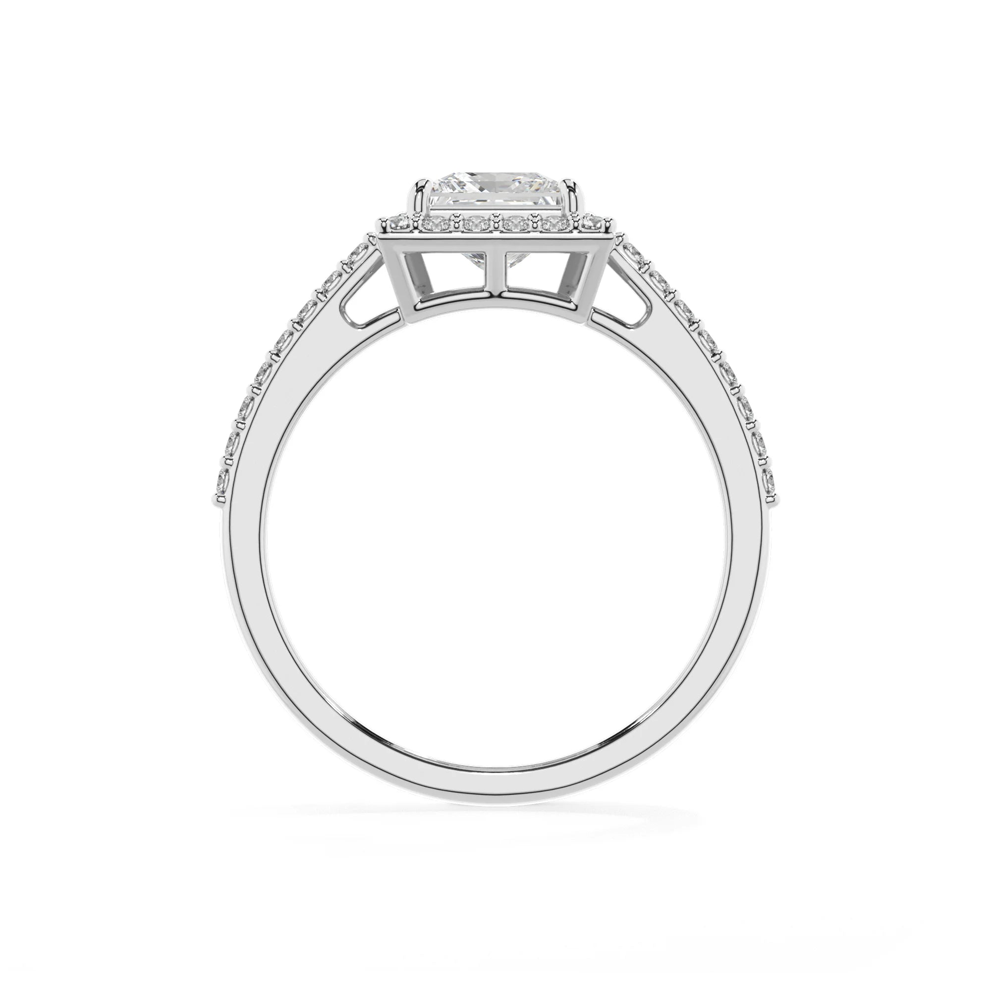 lab grown moissanite princess solitaire rings in platinum 