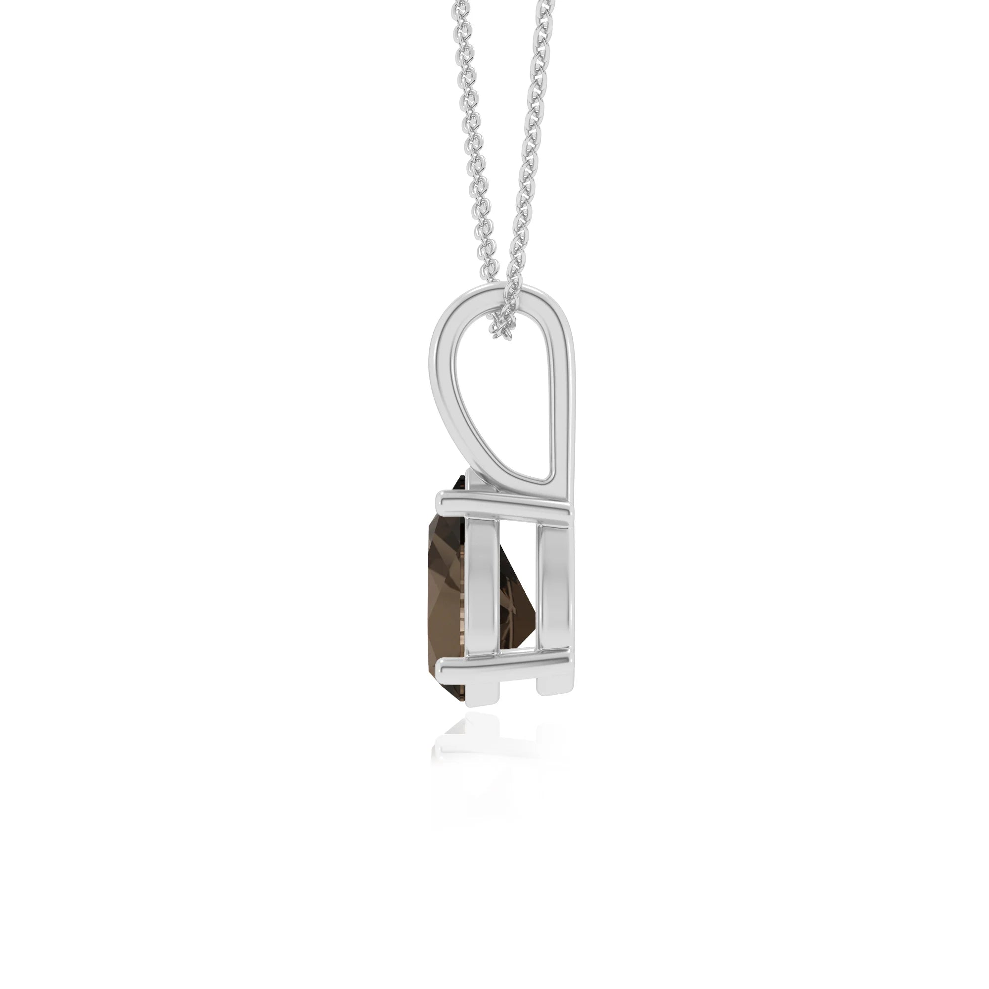 natural smoky-quartz pear solitaire necklaces in white gold 