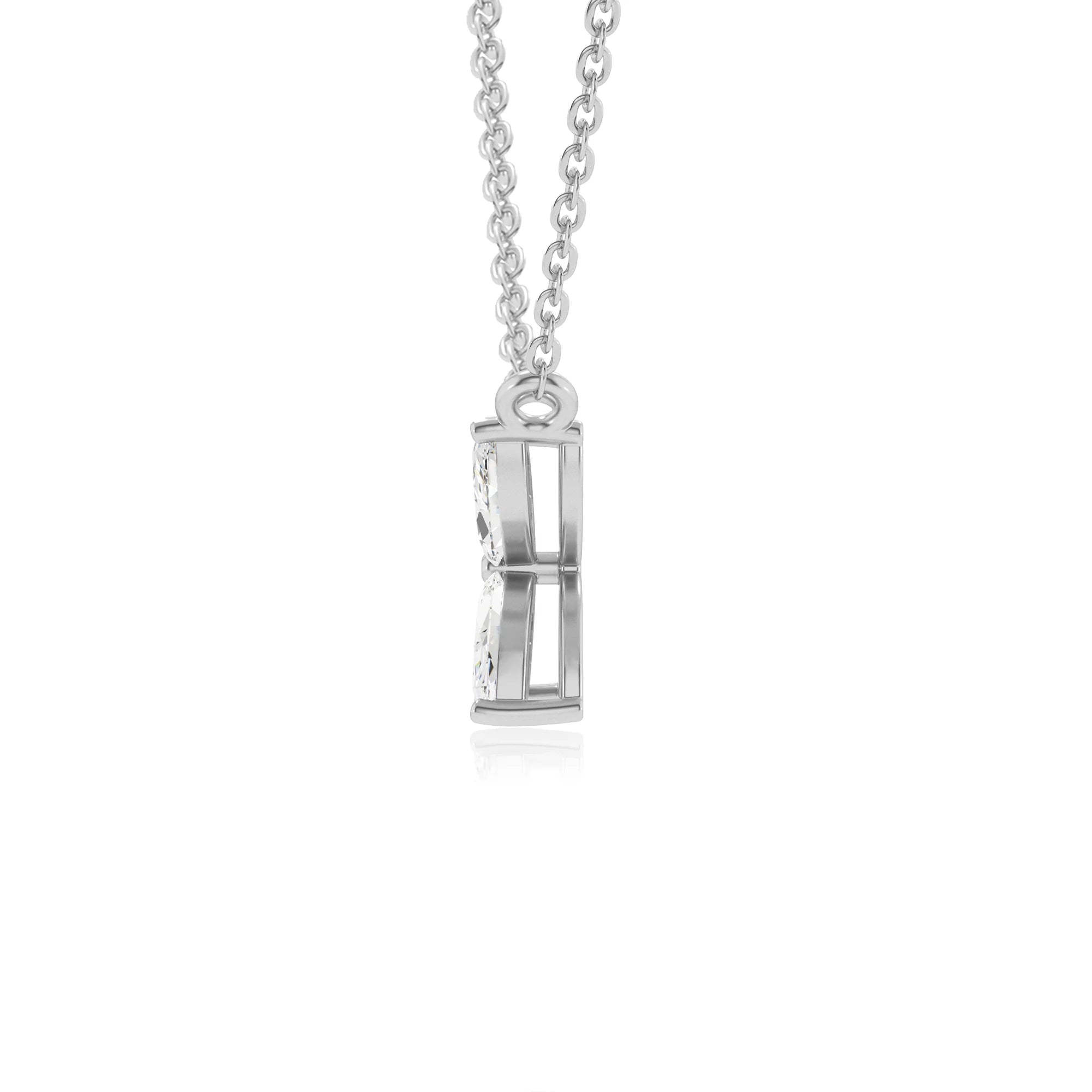 lab grown moissanite marquise infinity necklaces in white gold 