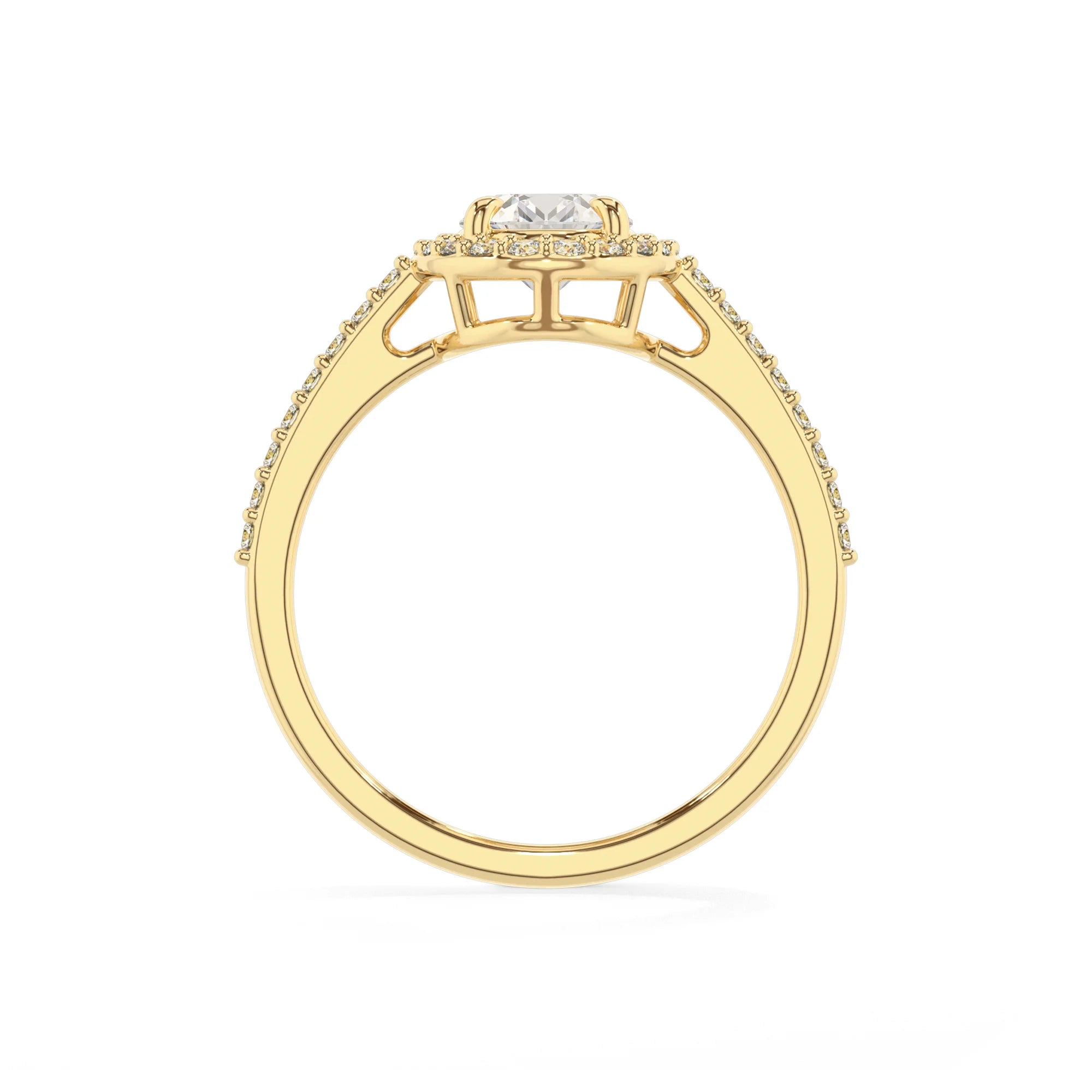 lab grown moissanite oval solitaire rings in yellow gold 
