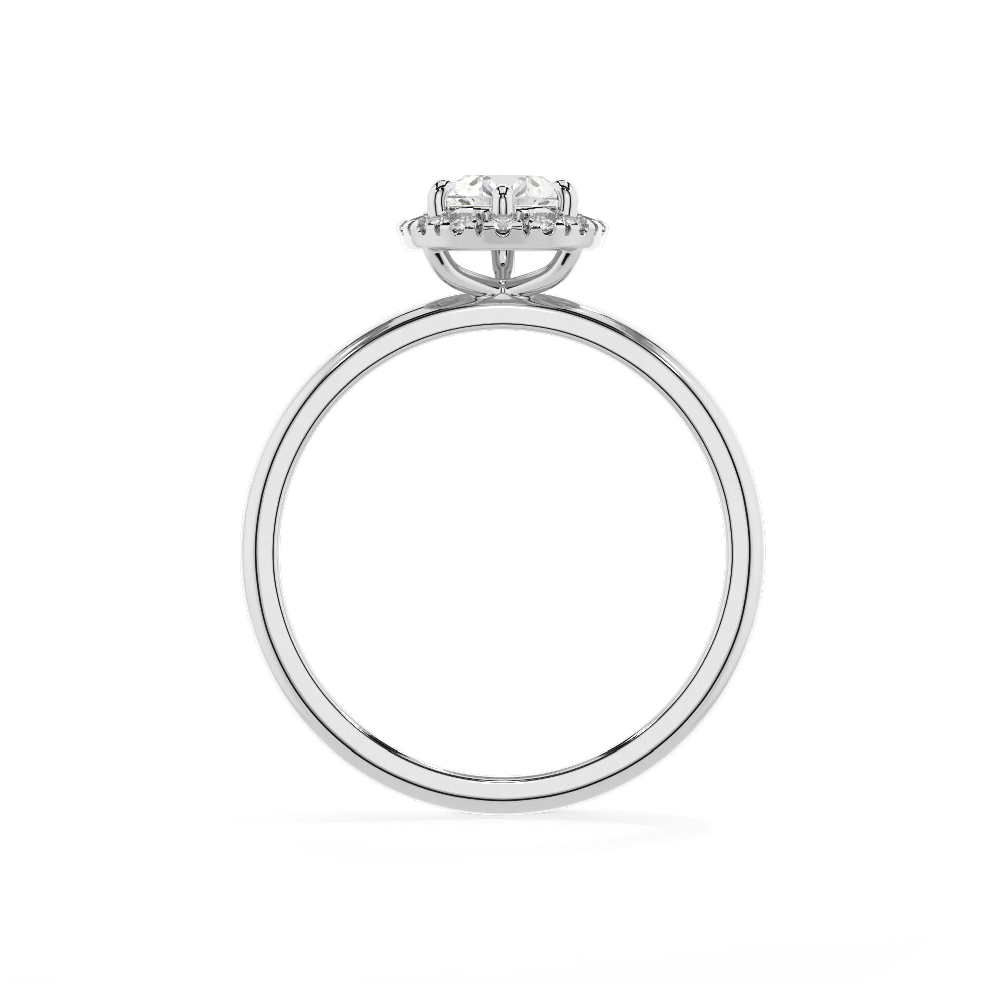 lab grown moissanite pear solitaire rings in white gold 