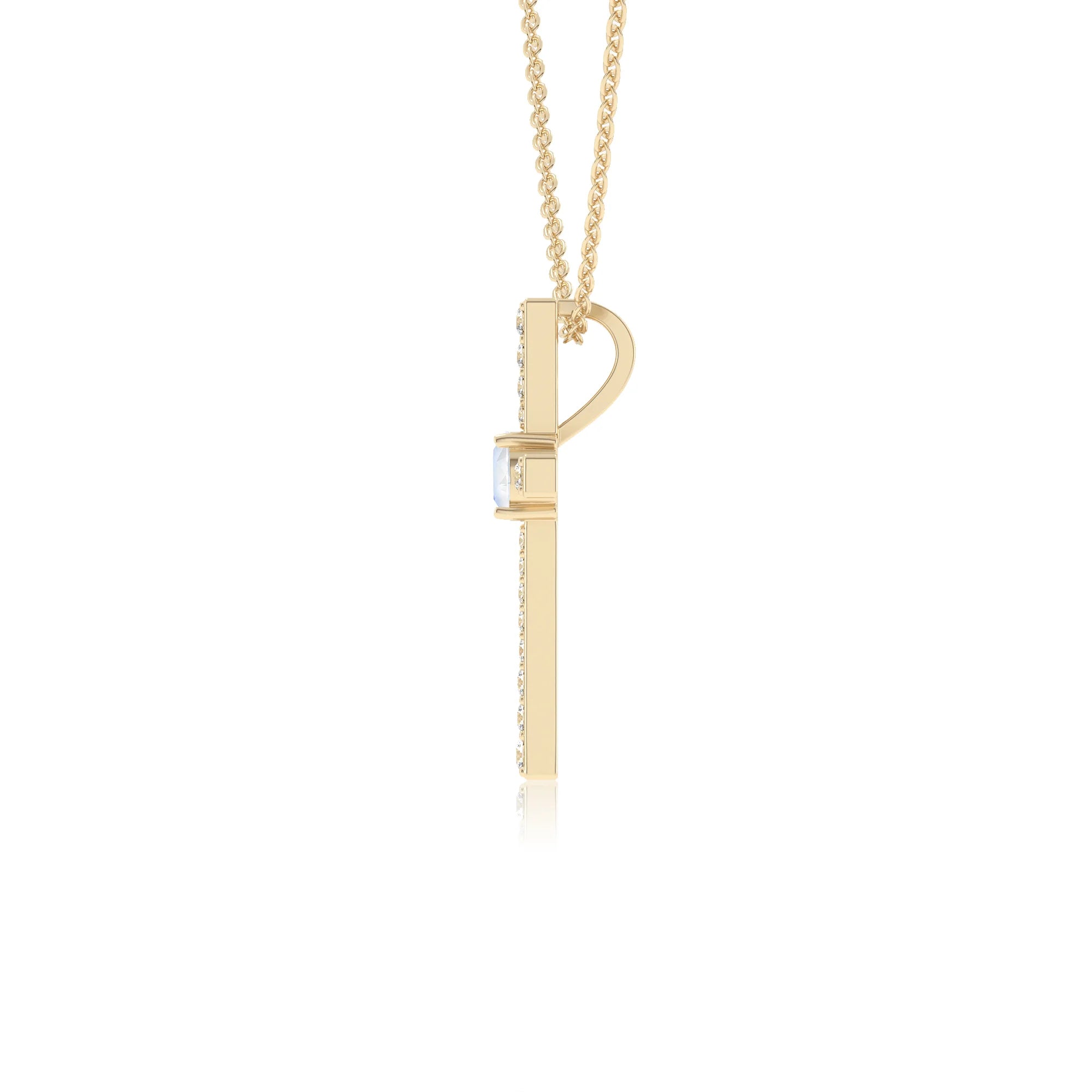natural rainbow-moonstone round infinity necklaces in yellow gold 