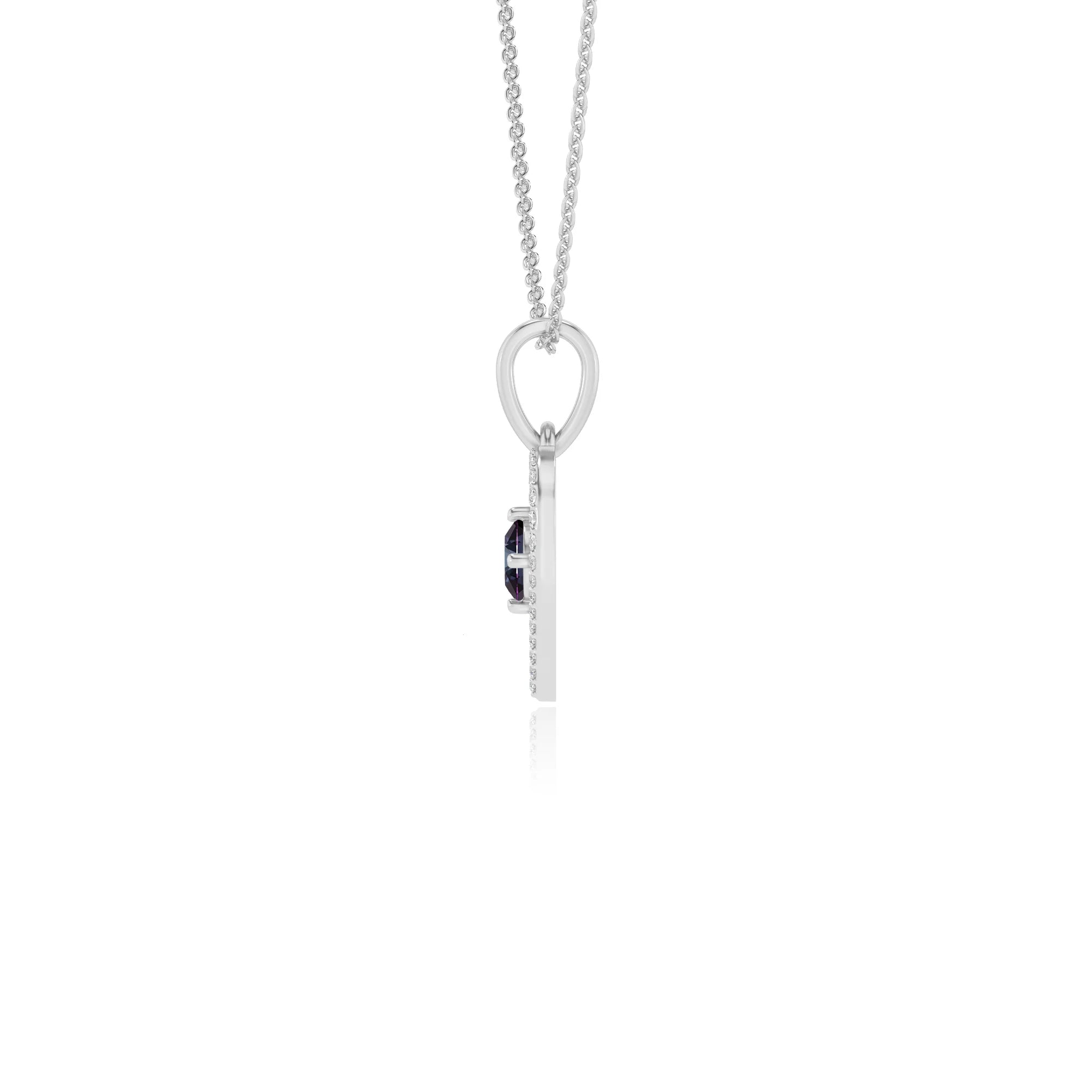 lab grown alexandrite round infinity necklaces in white gold 