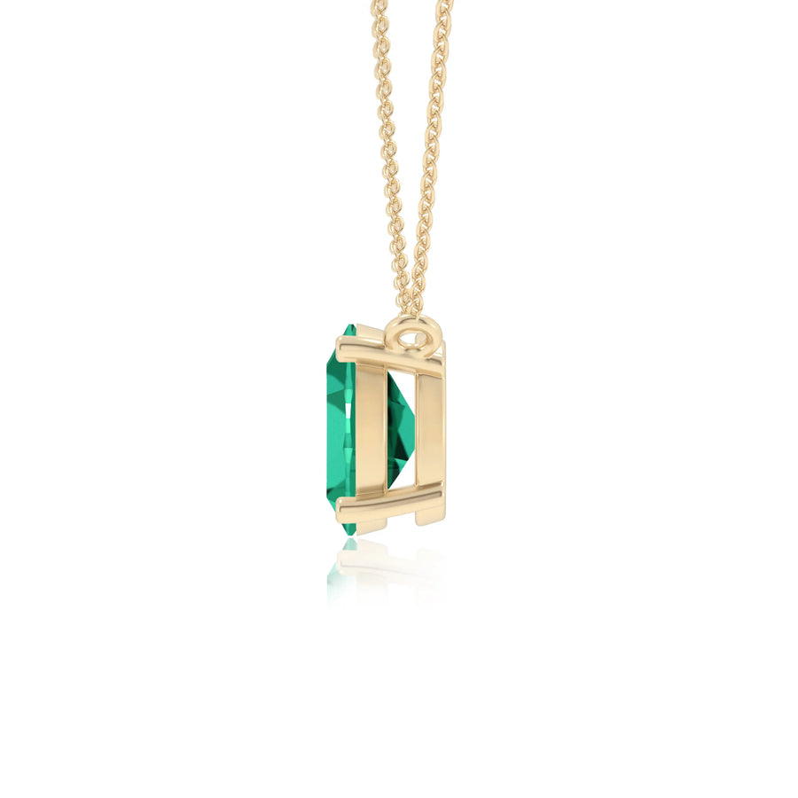 lab grown emerald oval solitaire necklaces in yellow gold 