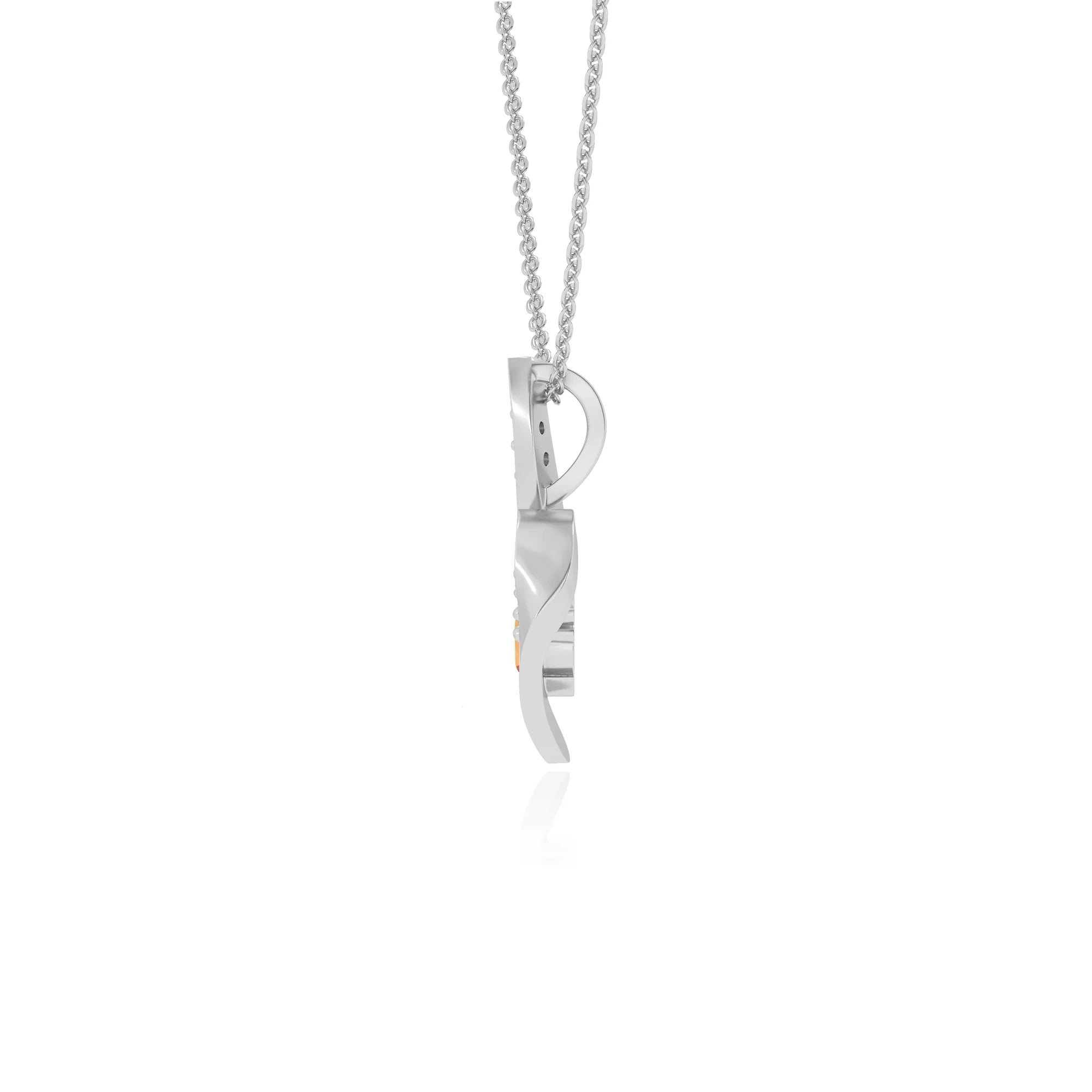 lab grown citrine round solitaire v-bale necklaces in white gold 
