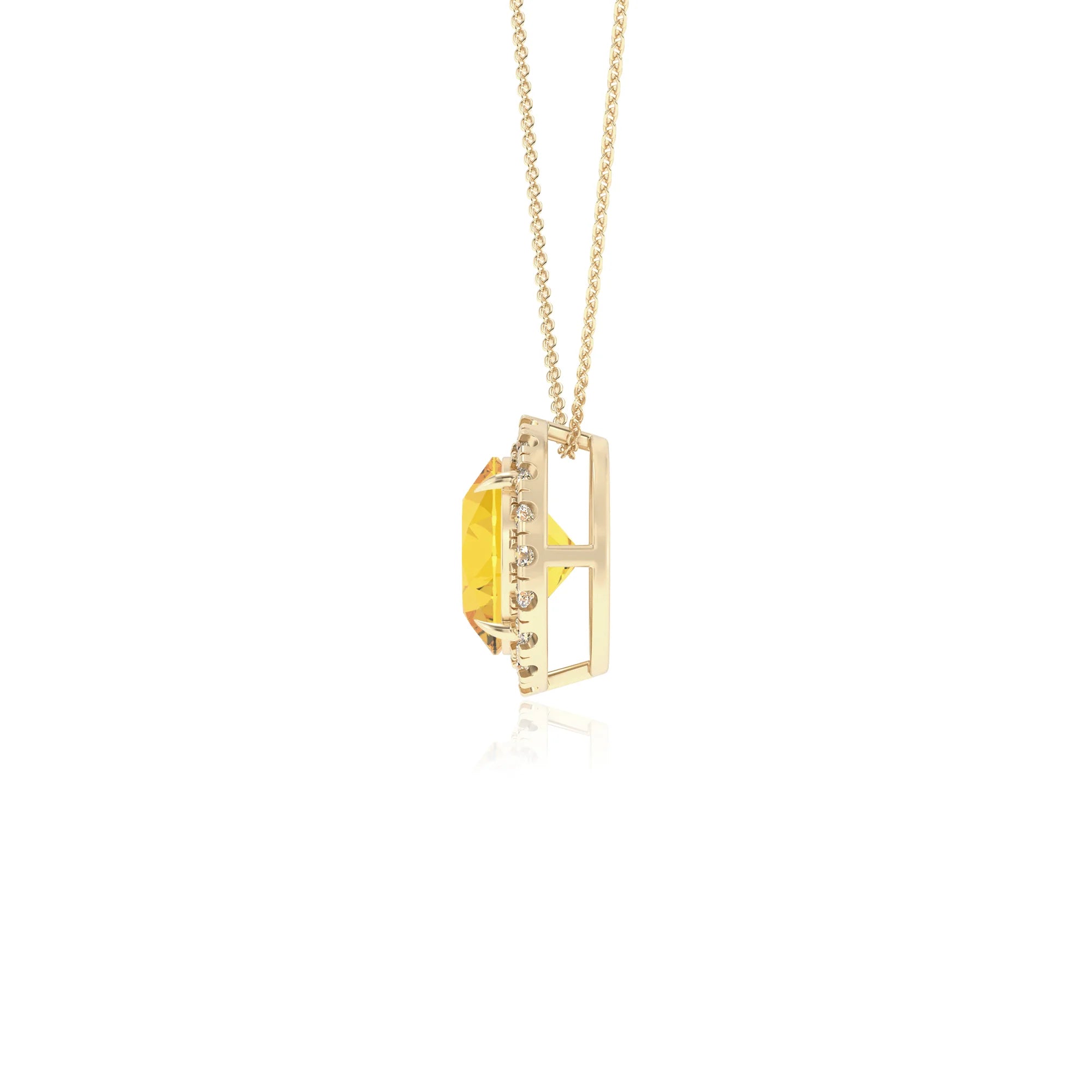 lab grown yellow sapphire round solitaire necklaces in yellow gold 