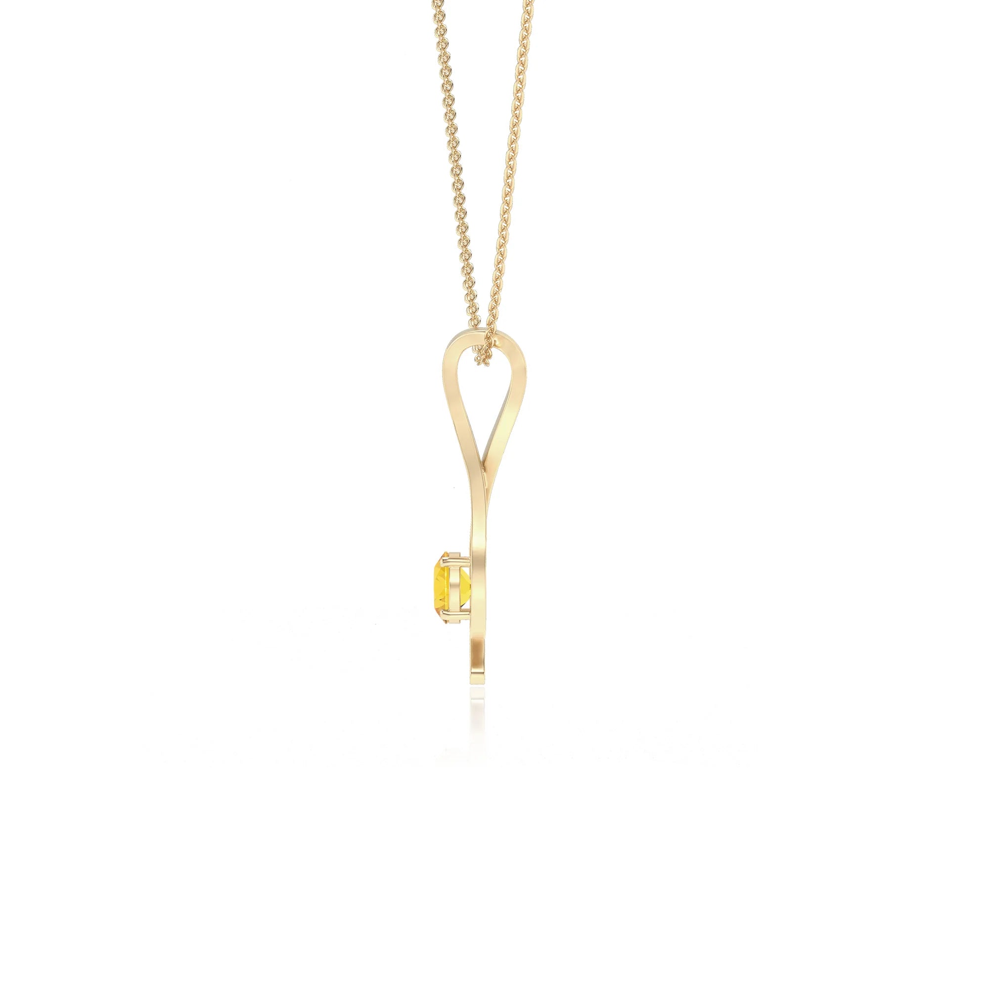 lab grown yellow-sapphire round solitaire necklaces in yellow gold 