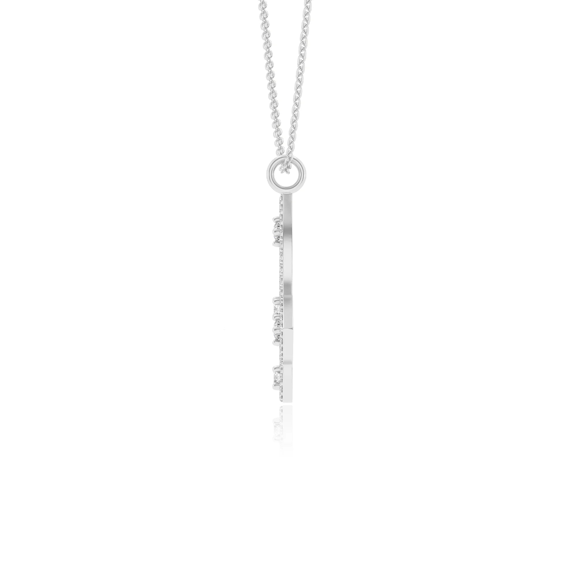 lab grown moissanite round infinity necklaces in white gold 
