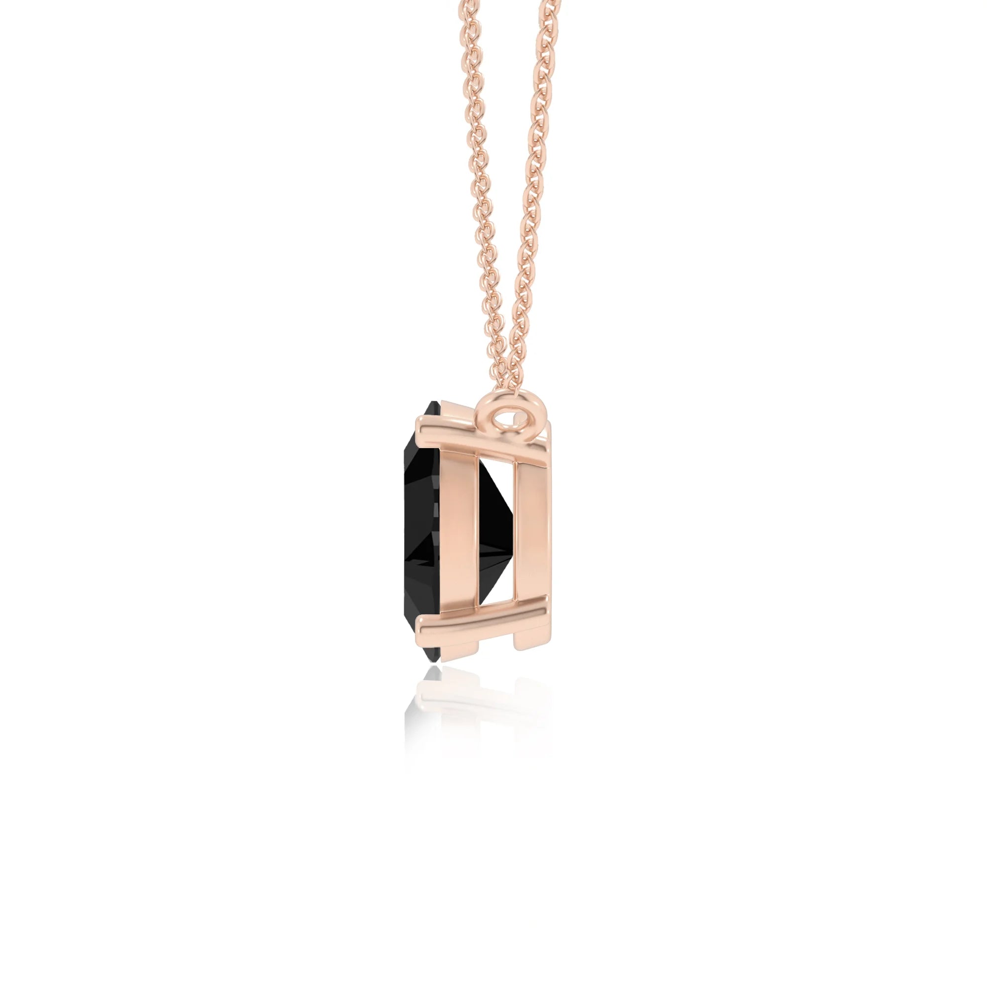 natural black-onyx oval solitaire necklaces in rose gold 