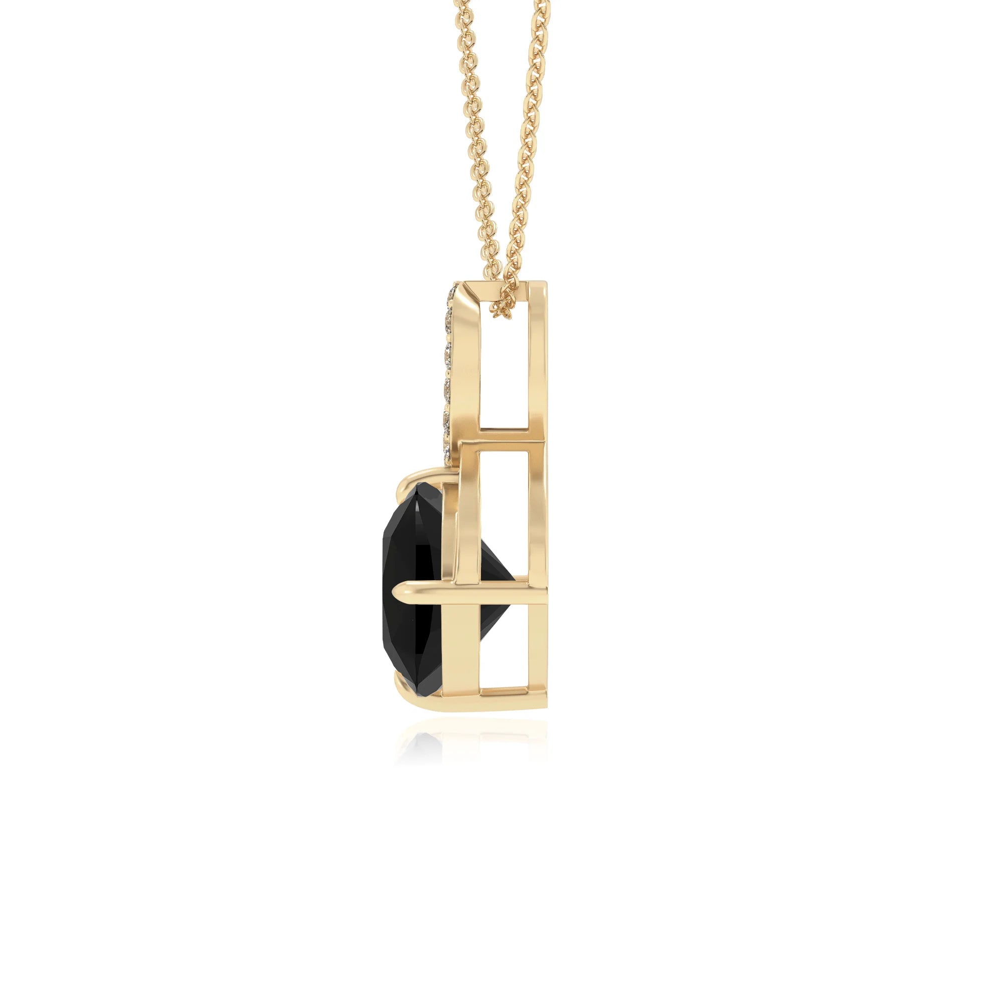 natural black-onyx cushion infinity necklaces in yellow gold 