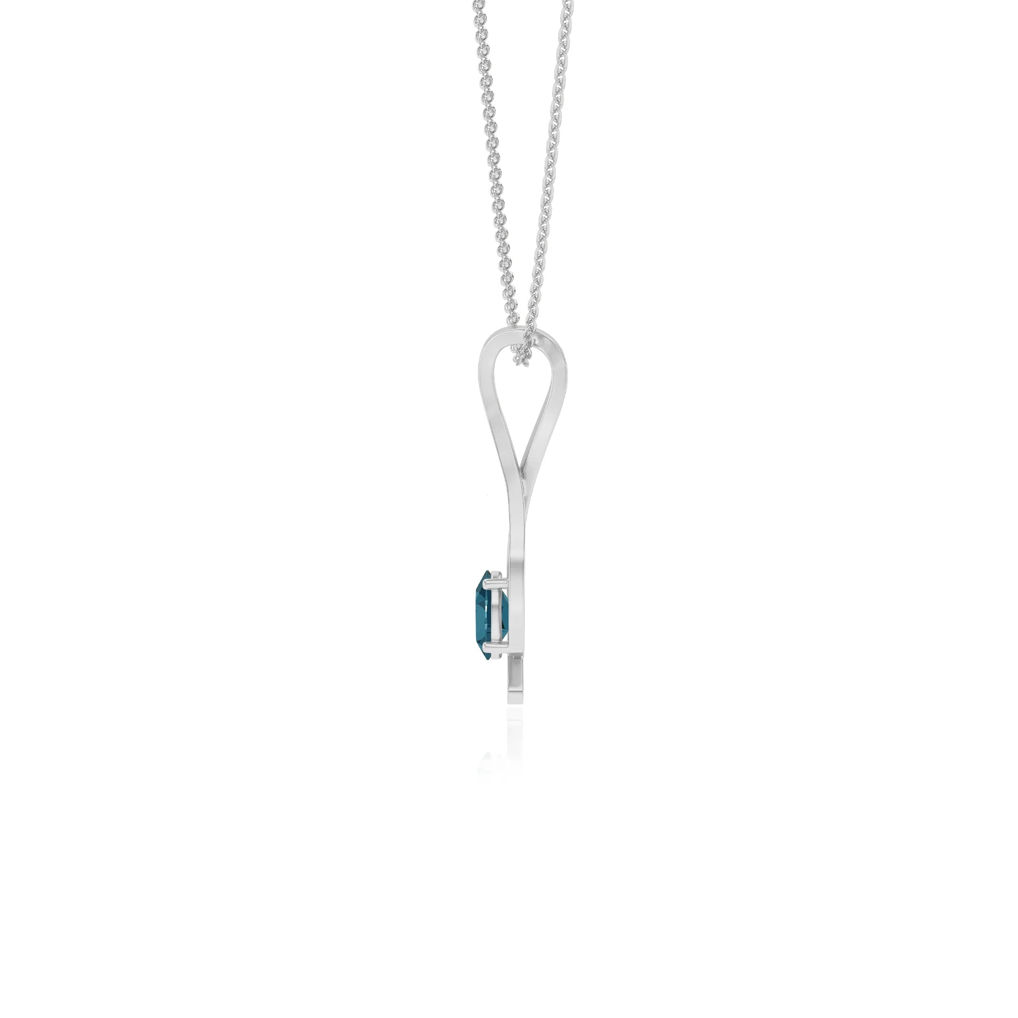 natural london-blue-topaz oval solitaire necklaces in white gold 