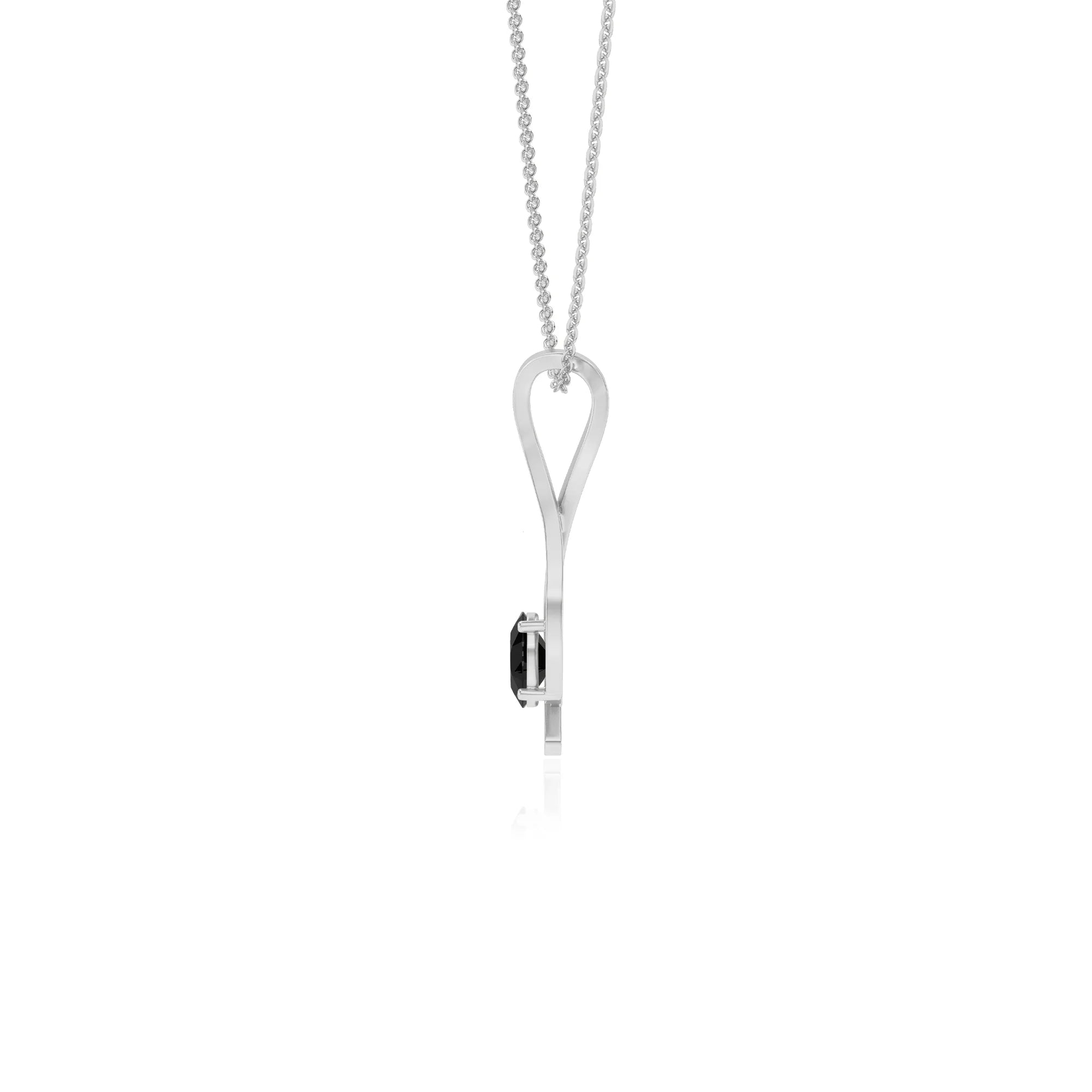 natural black-onyx oval solitaire necklaces in white gold 