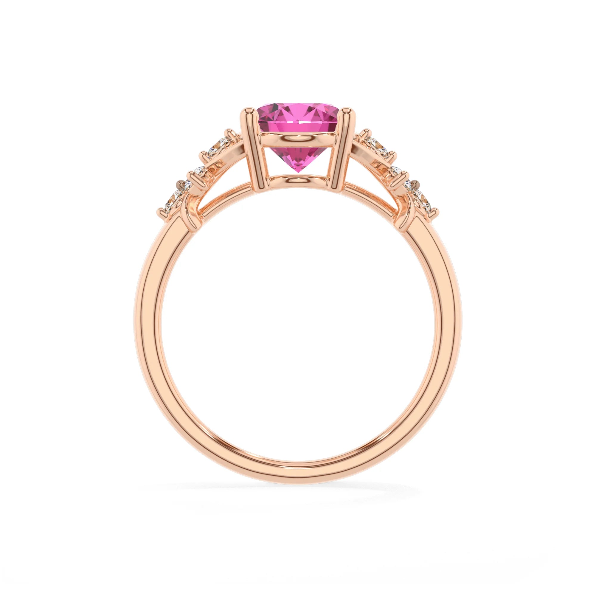 lab grown pink-sapphire oval solitaire rings in rose gold 