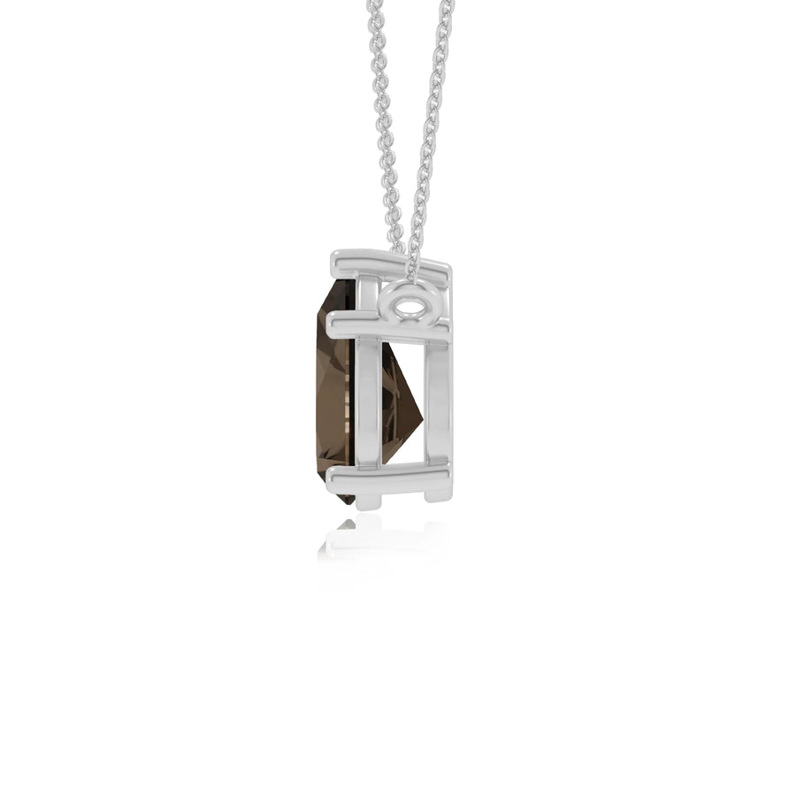 natural smoky-quartz pear solitaire necklaces in white gold 