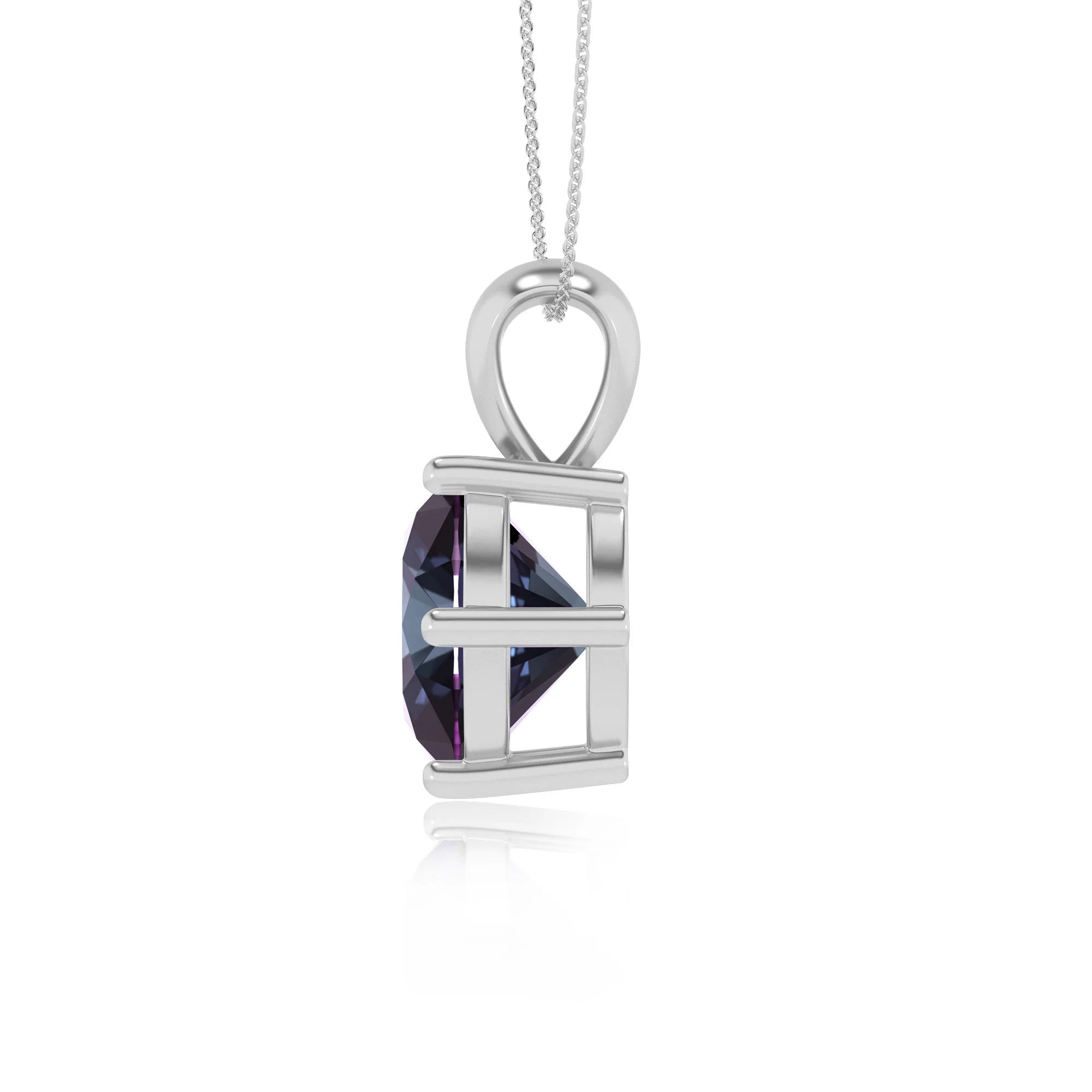 lab grown alexandrite round solitaire necklaces in platinum 