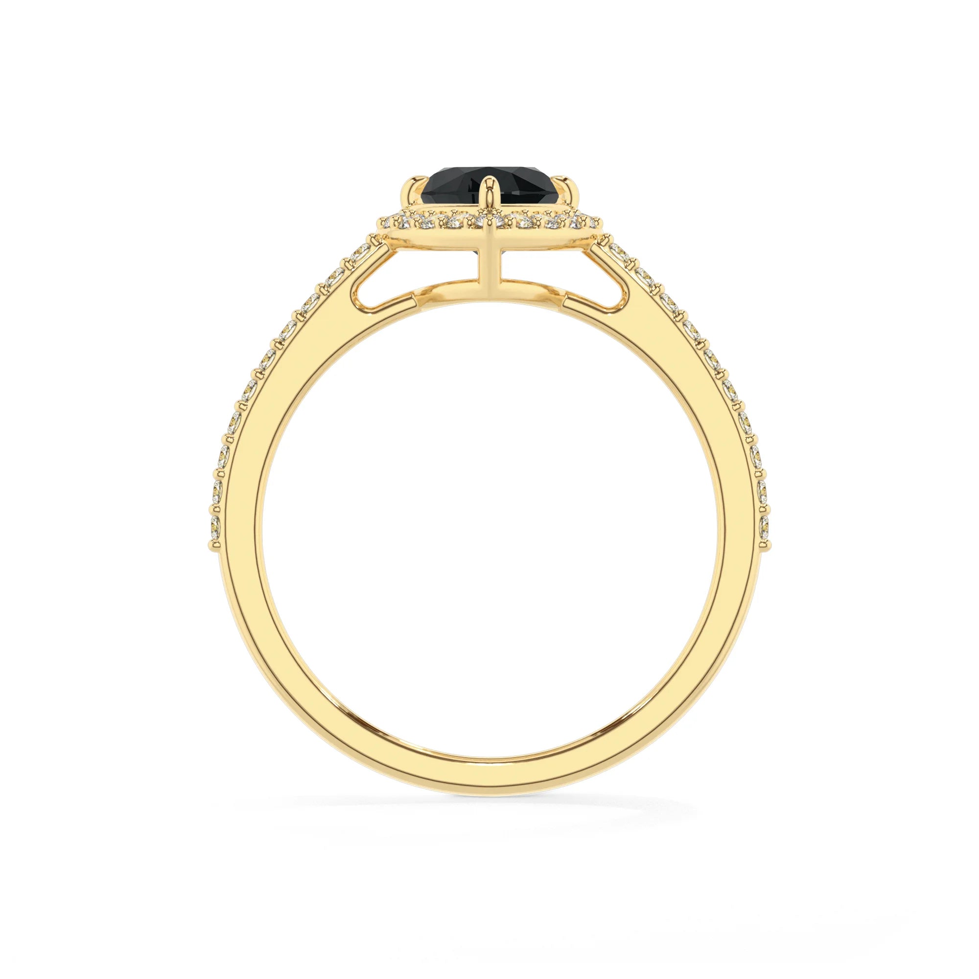 natural black-onyx heart solitaire rings in yellow gold 
