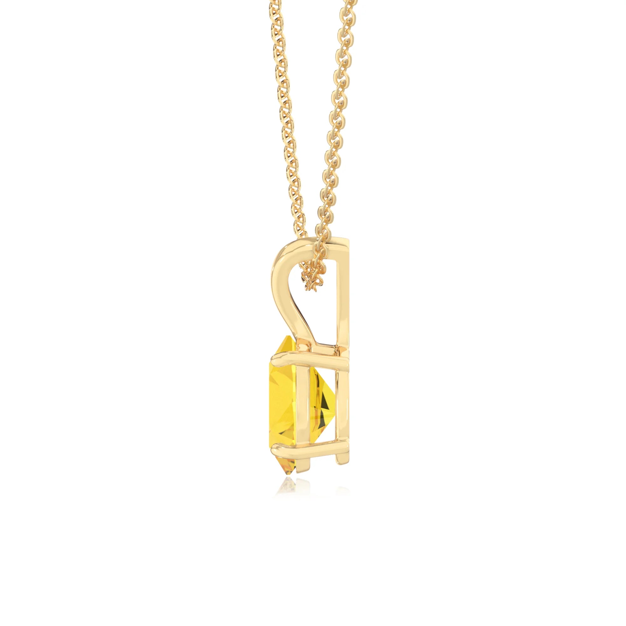 lab grown yellow-sapphire oval solitaire v-bale necklaces in yellow gold 