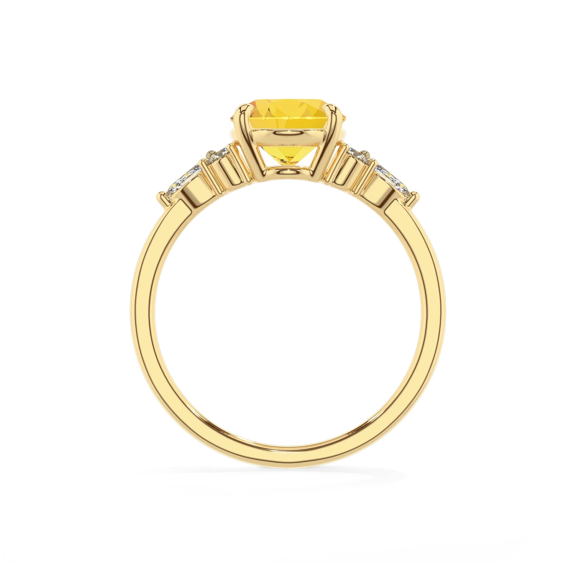 lab grown yellow-sapphire oval solitaire rings in yellow gold 