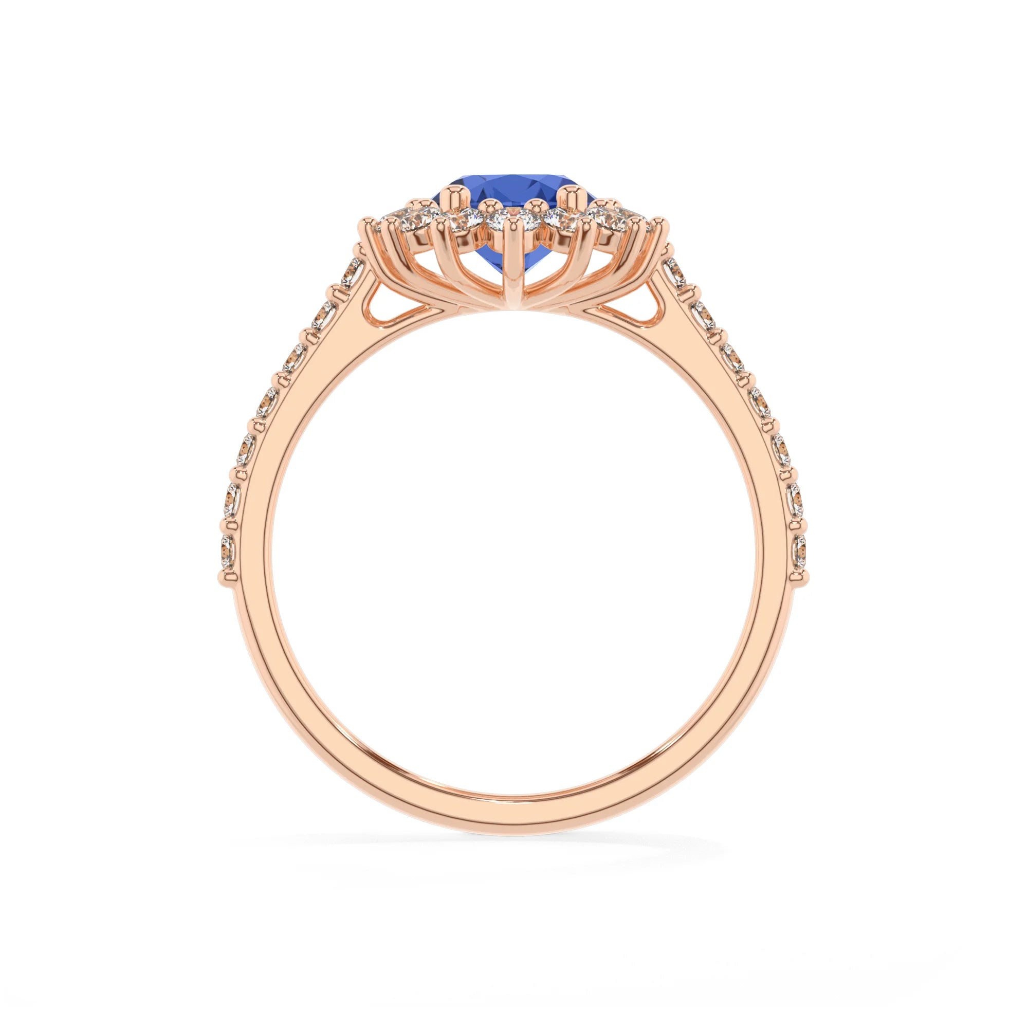 lab grown blue-sapphire oval solitaire rings in rose gold 